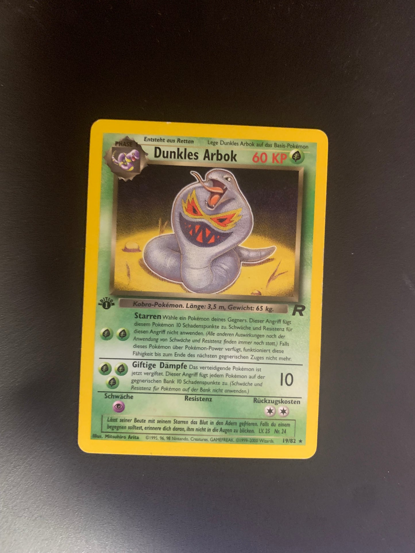 Pokemon Karte 1.Edition Dunkles Arbok 19/82 Deutsch