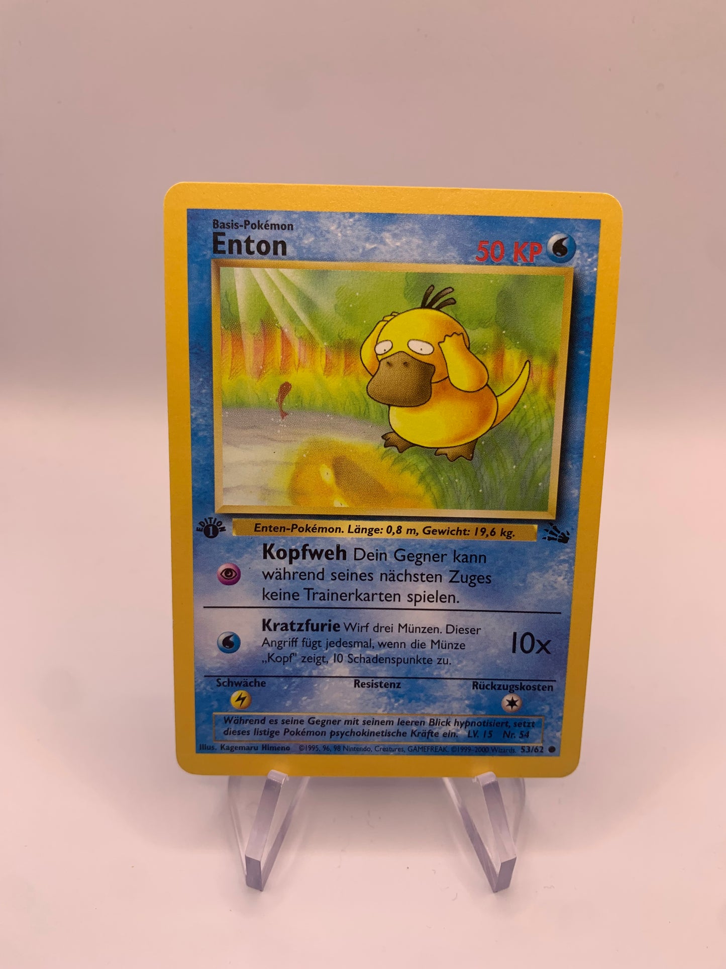 Pokemon Karte Enton 1st Edition Fossil 53/62 Deutsch