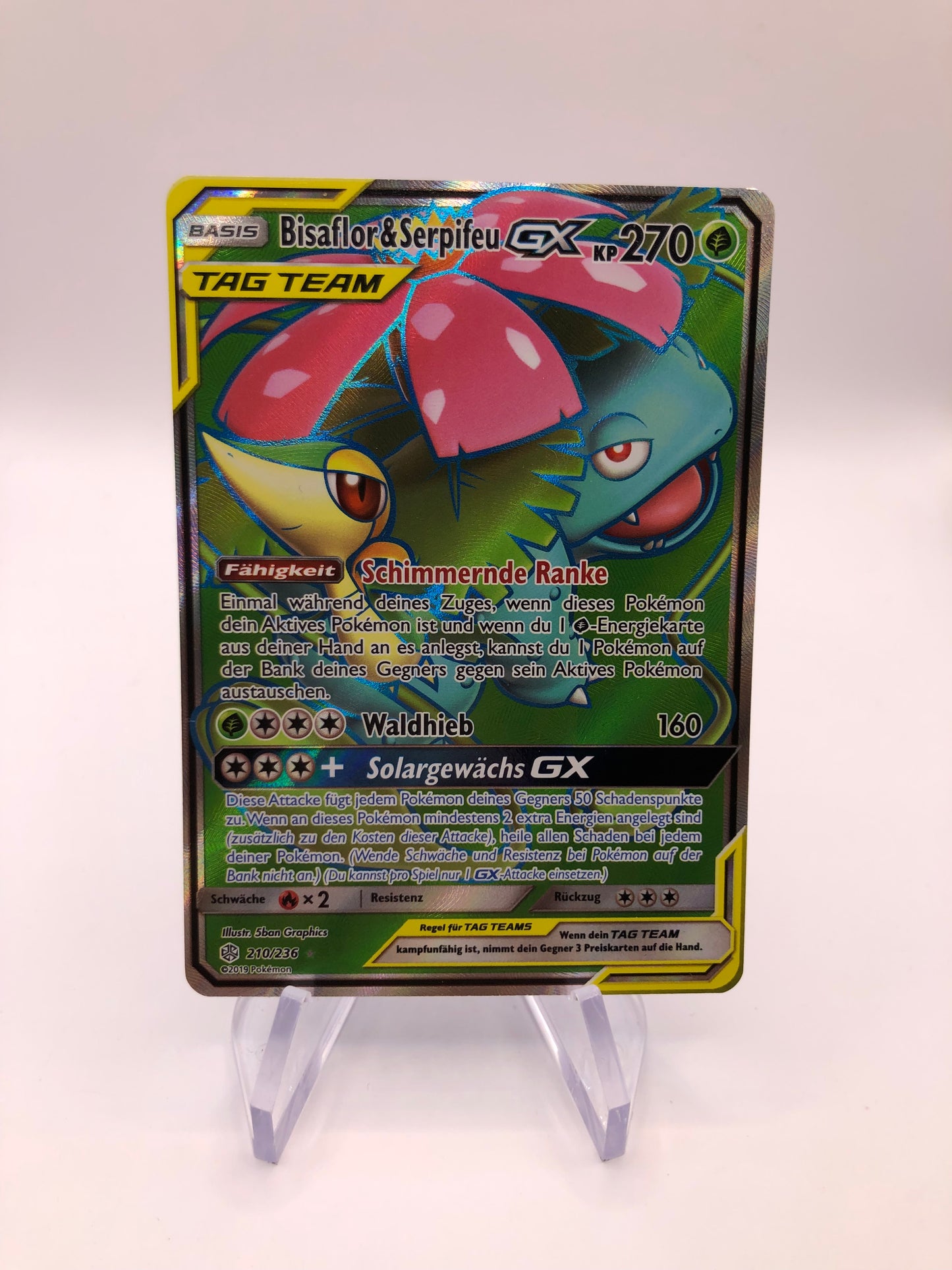 Pokemon Karte GX Tag Team Bisaflor & Serpifeu 1/236 Deutsch