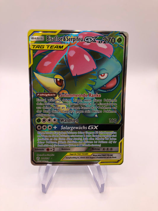 Pokemon Karte GX Tag Team Bisaflor & Serpifeu 1/236 Deutsch