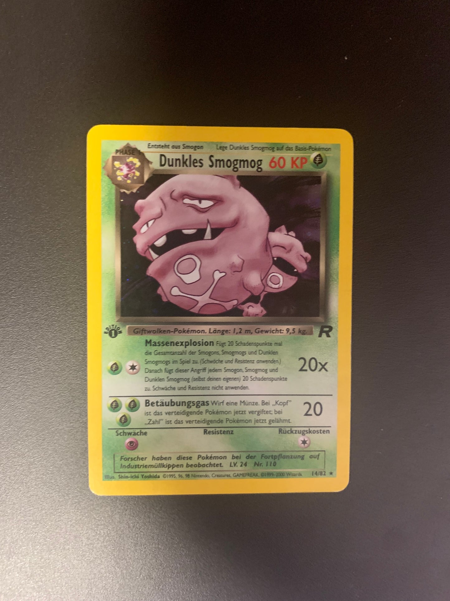 Pokemon Karte 1.Edition Dunkles Smogmog 14/82 Deutsch