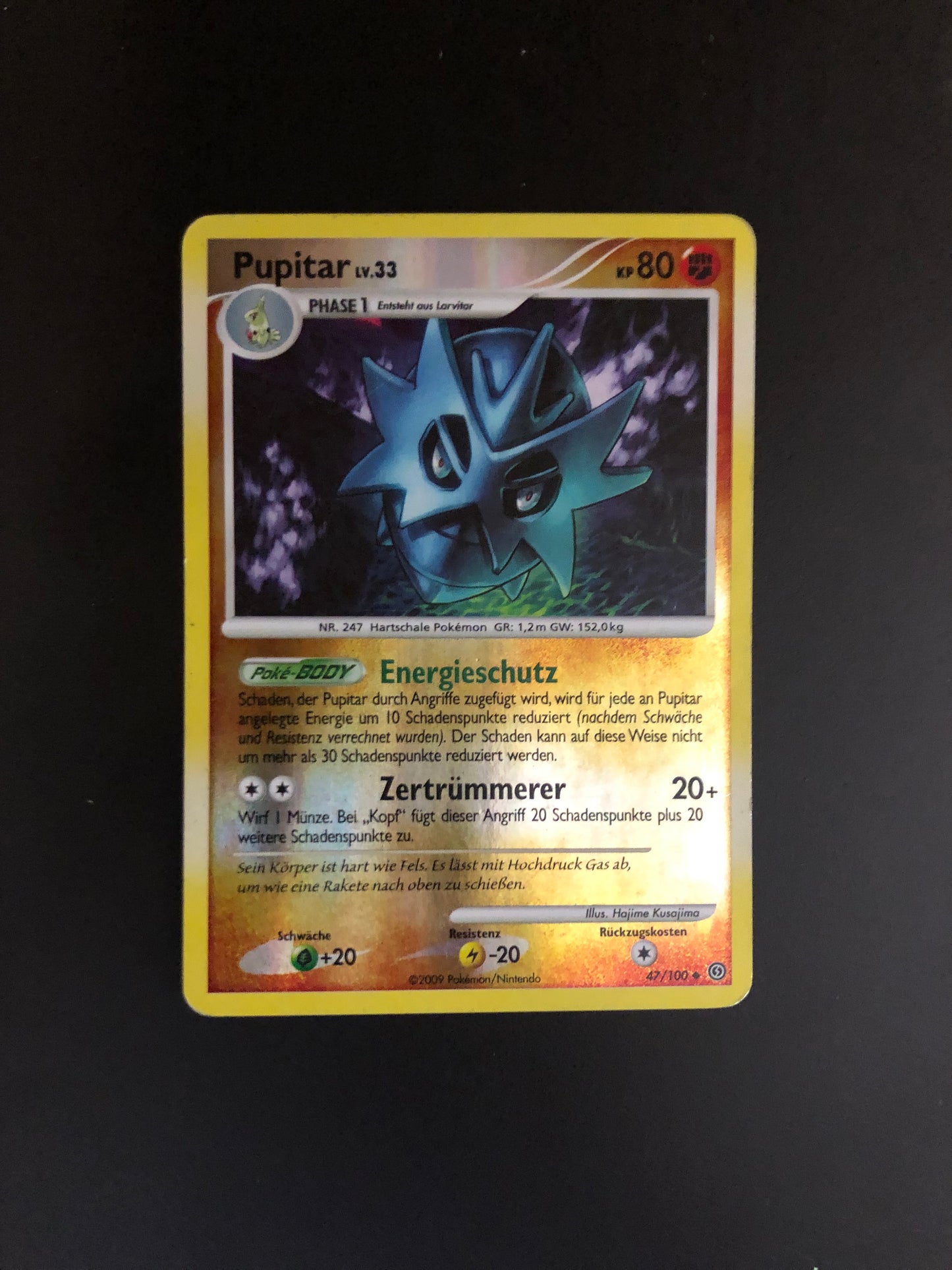 Pokemon Karte Revers Pupitar 47/100 Deutsch