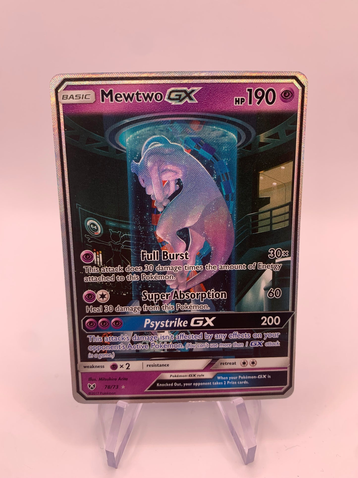 Pokémon card GX Alt-Art Mewtwo 78/73 English