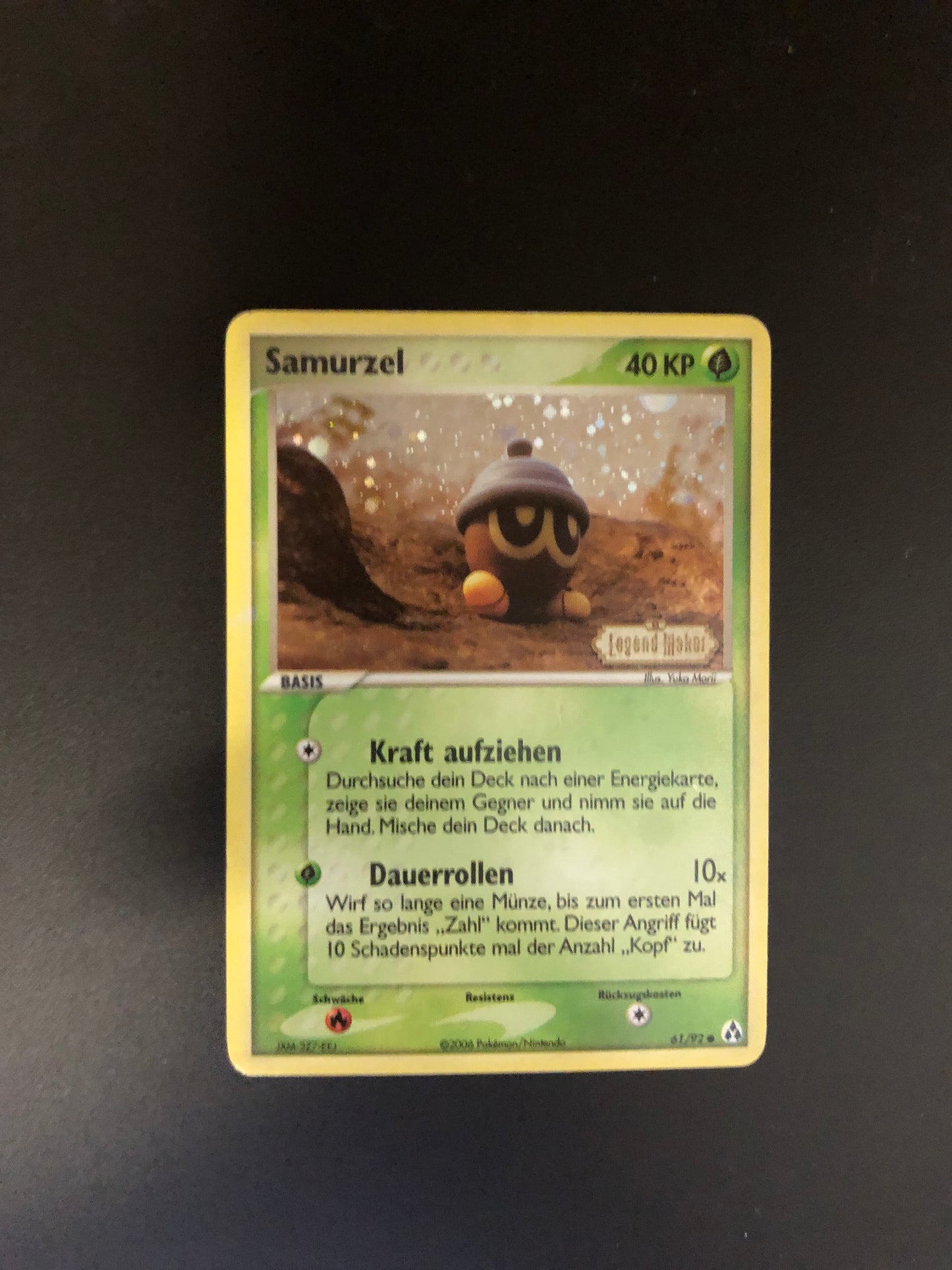 Pokemon Karte Revers Stamp Samurzel 61/92 Deutsch