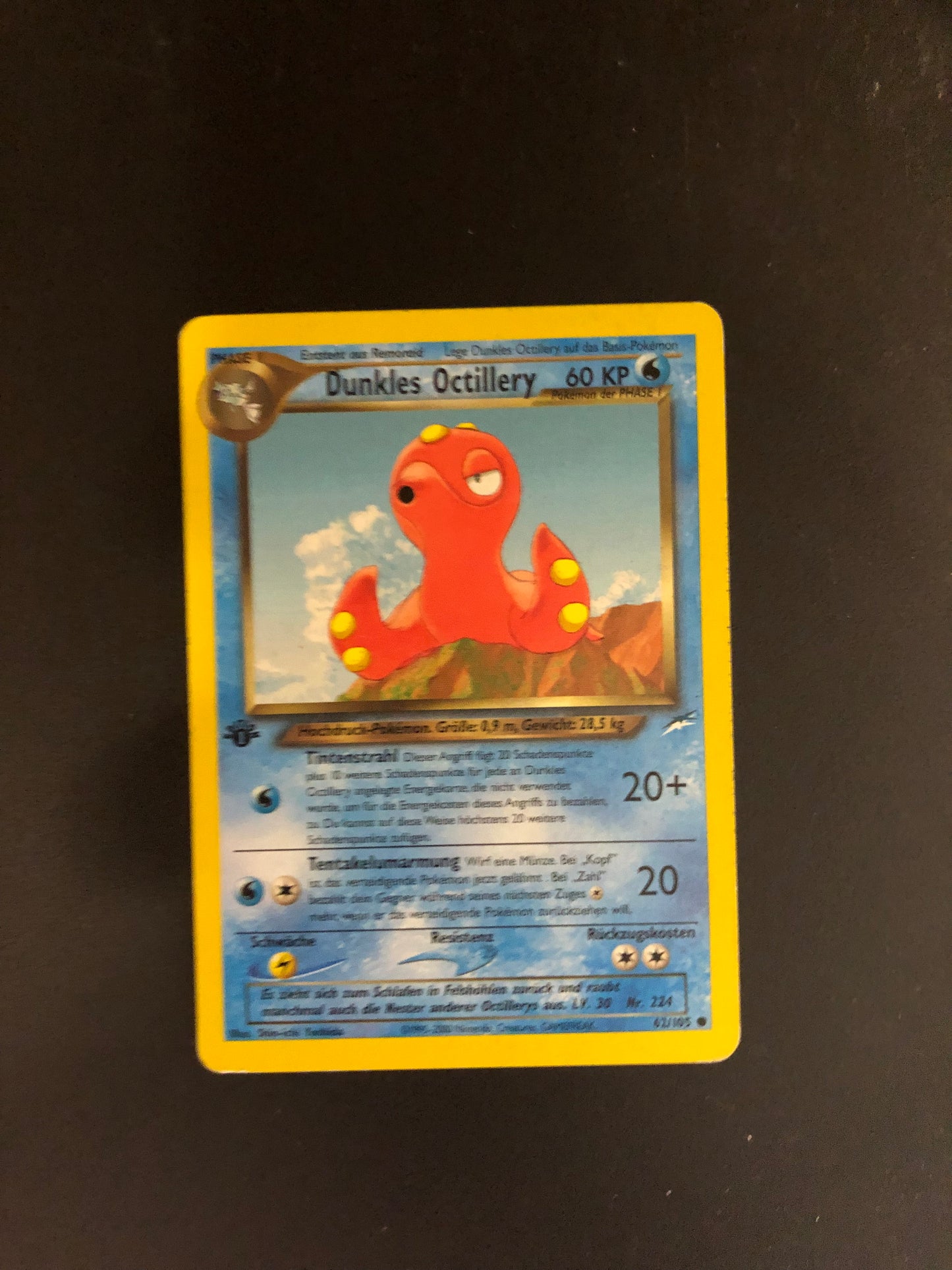 Pokemon Karte 1.Edition Dunkles Octillery 62/105 Deutsch