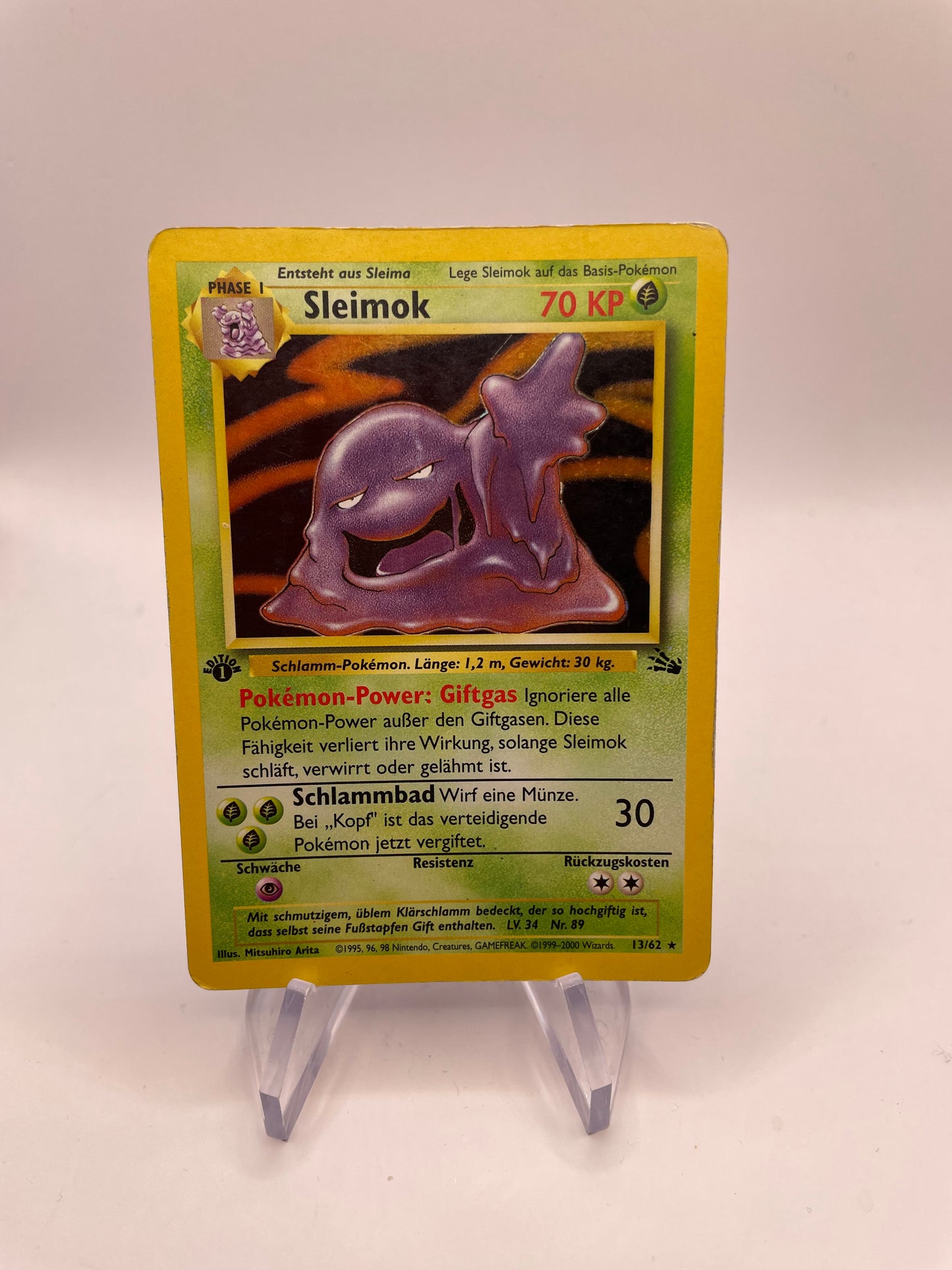 Pokemon Karte Holo 1.Edition Sleimok 13/62 Deutsch