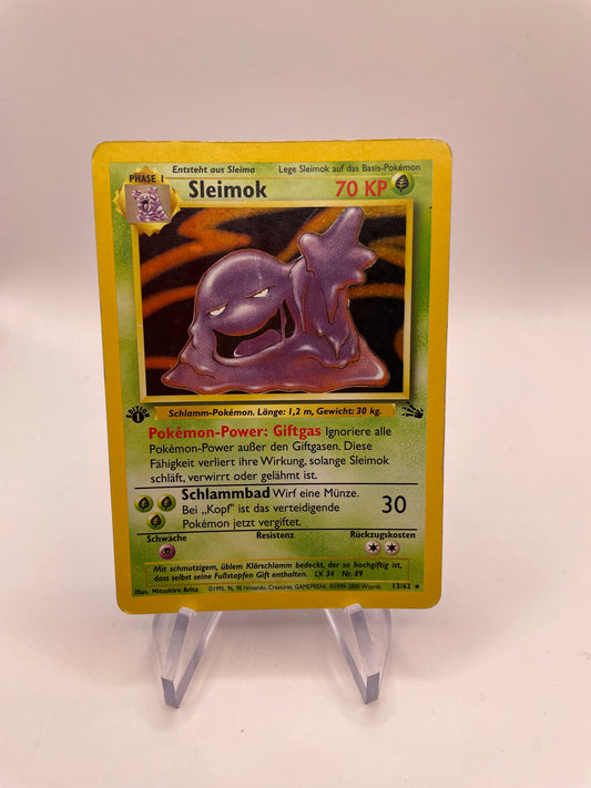 Pokemon Karte Holo 1.Edition Sleimok 13/62 Deutsch