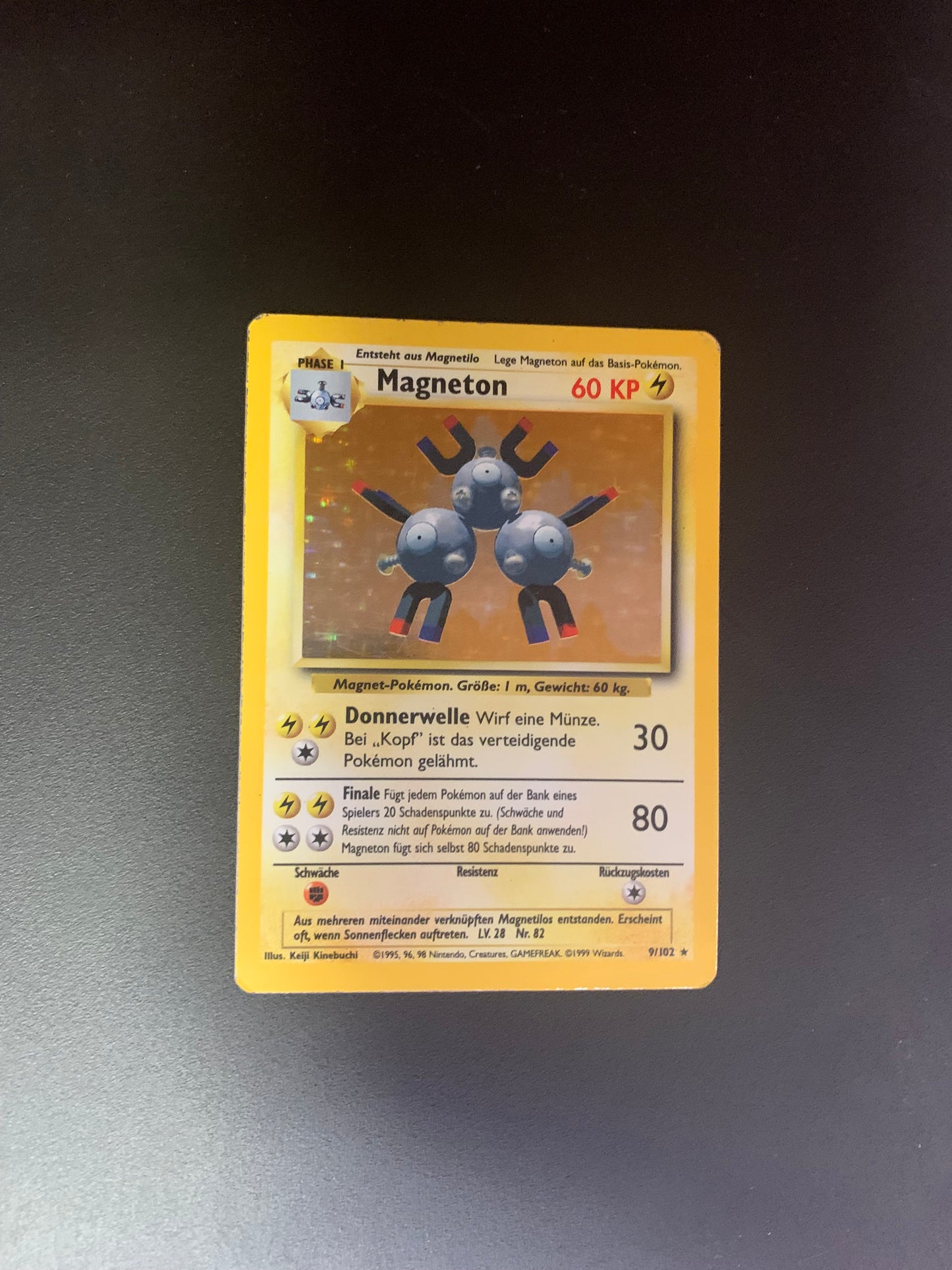 Pokemon Karte Holo Magneton Base Set 9/102 Deutsch