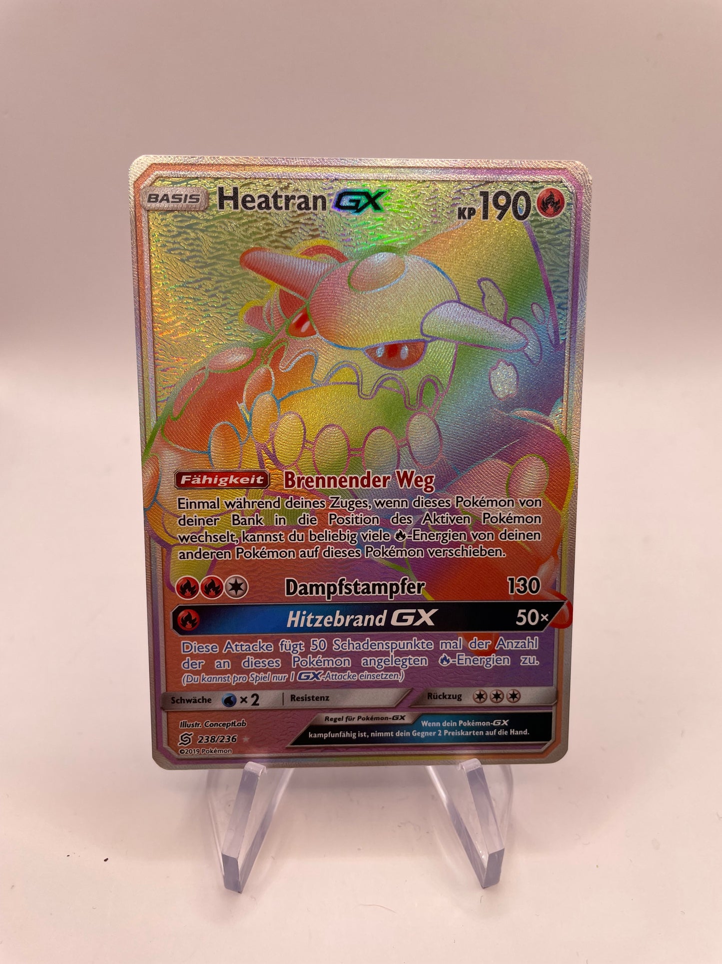 Pokemon Karte GX Rainbow Heatran 238/236 Deutsch