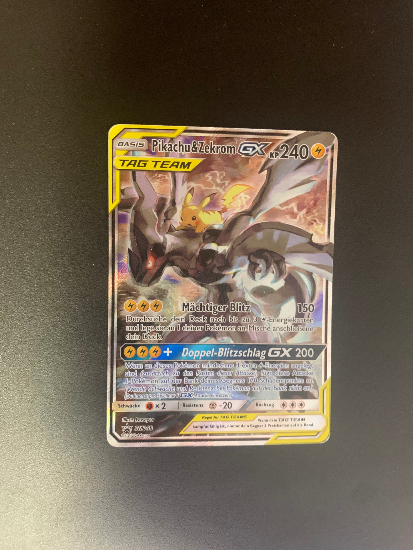 Pokemon Karte GX Tag Team Promo Pikachu&Zekrom SM168 Deutsch