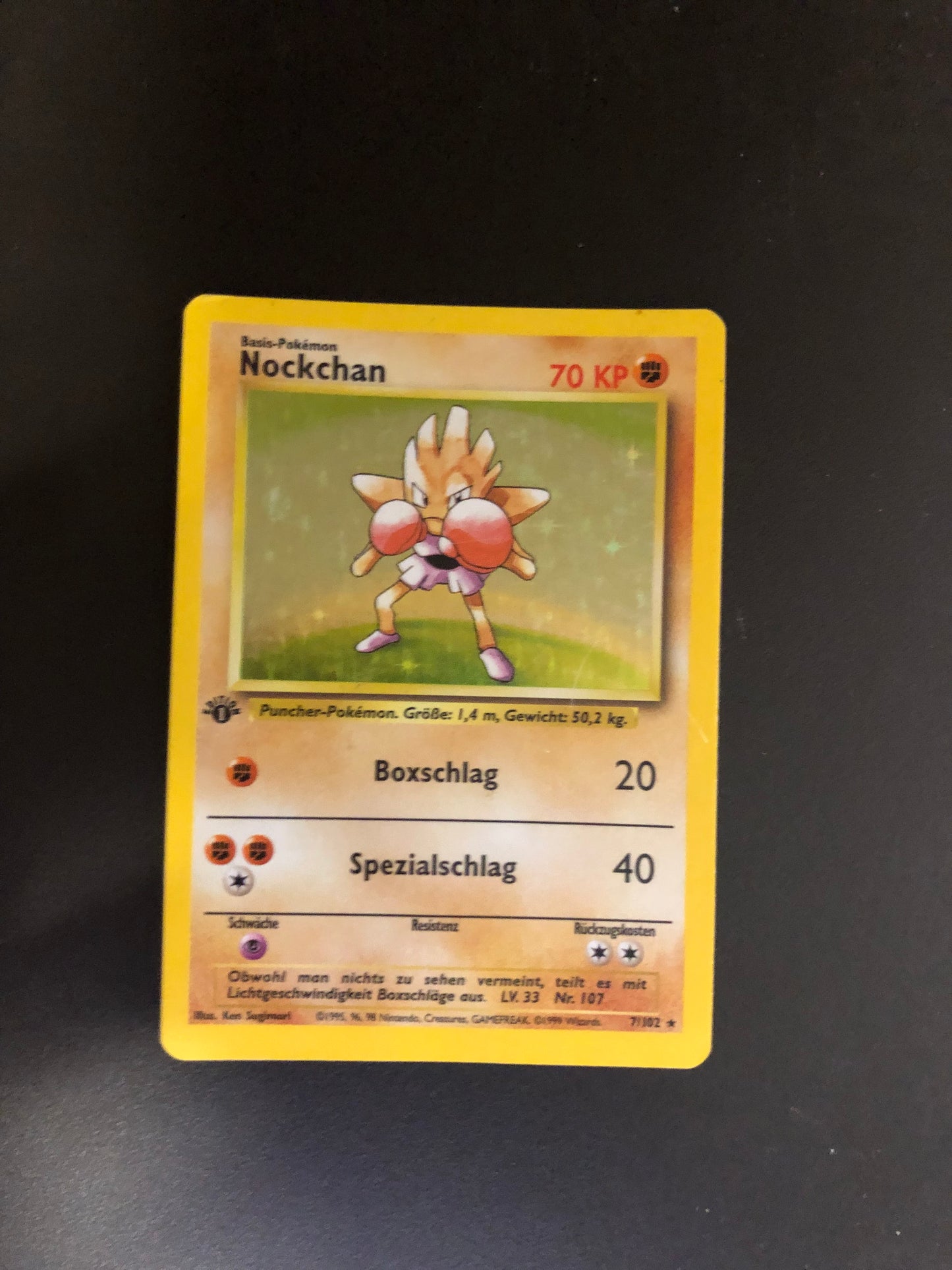 Pokemon Karte Holo 1.Edition Nockchan 7/102 Deutsch