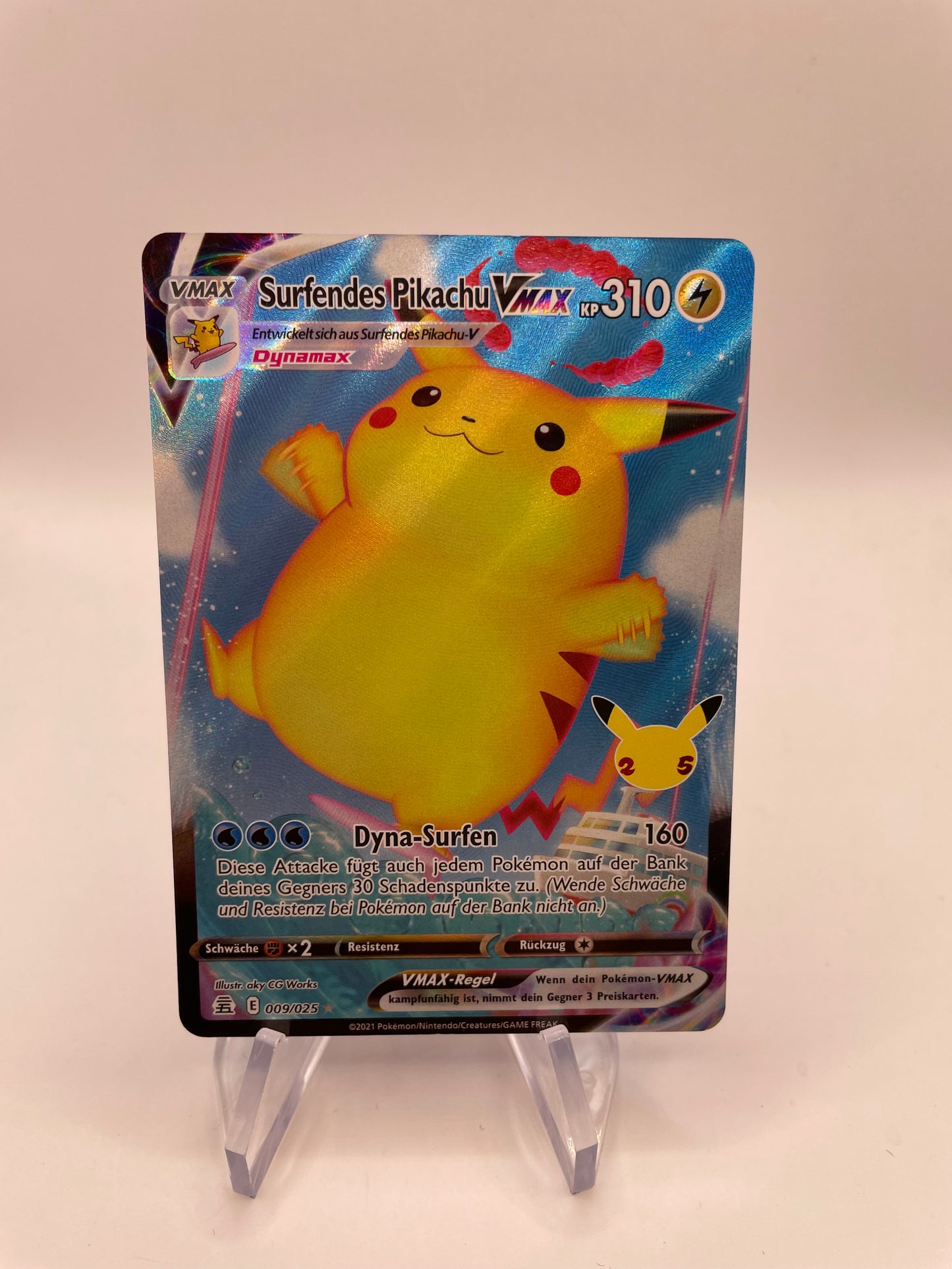Pokémon Karte VMax Surfendes Pikachu 9/25 Deutsch