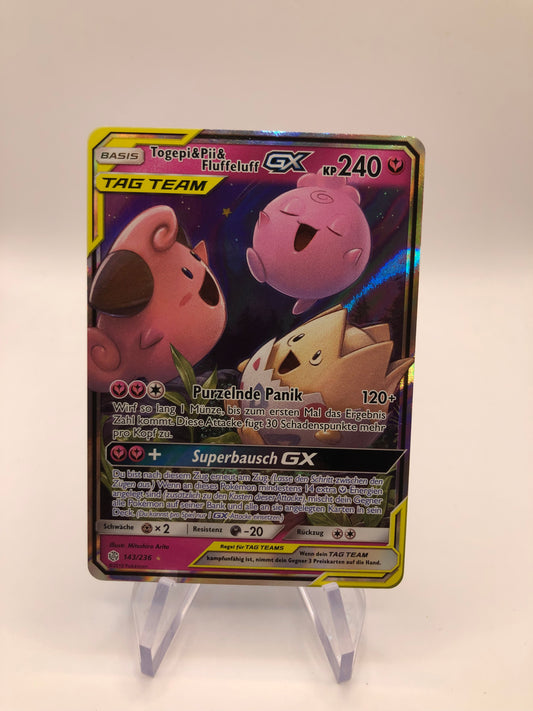 Pokemon Karte GX Tag Team Togepi & Pii & Fluffeluff 143/236 Deutsch
