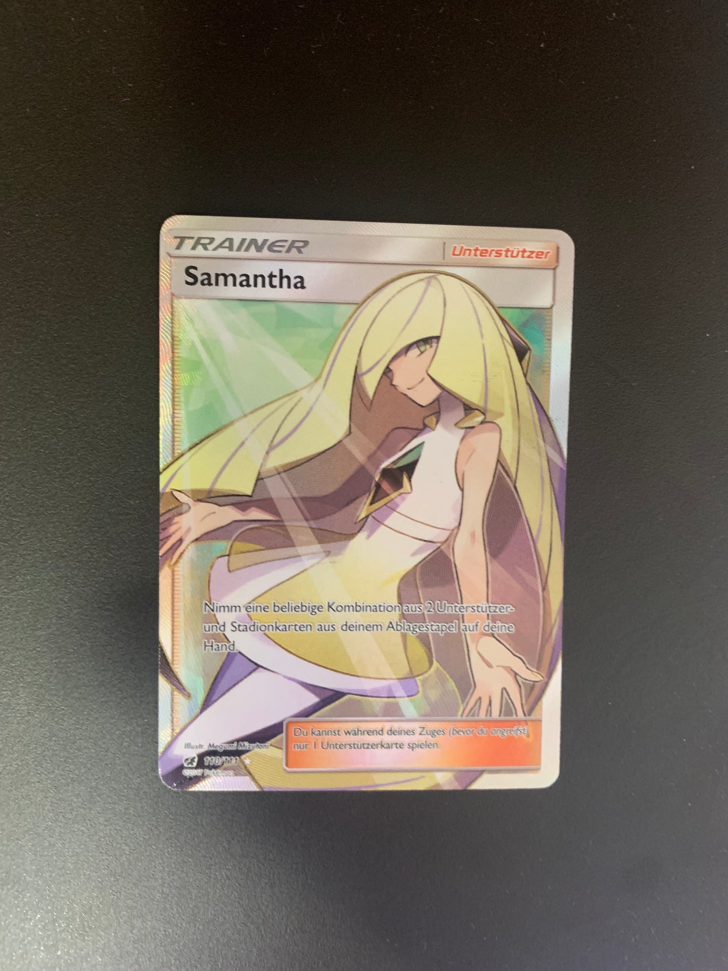 Pokemon Karte Trainer Fullart Samantha 110/111 Deutsch