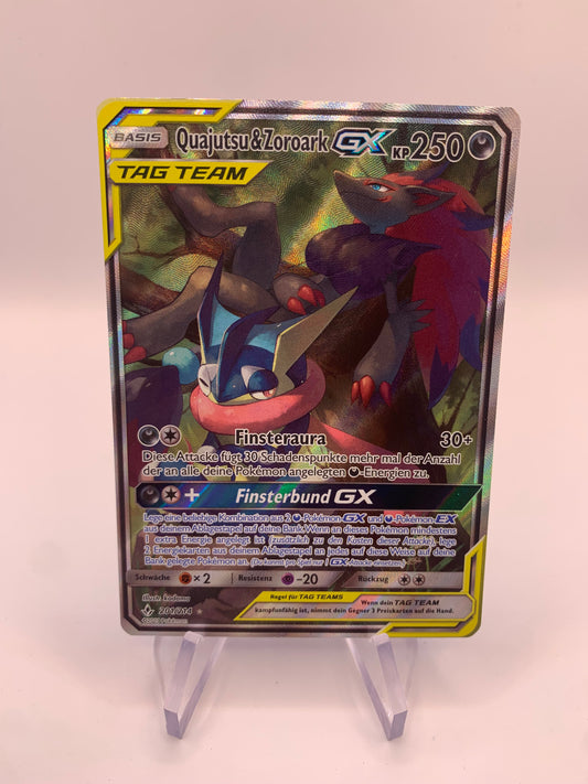 Pokemon Karte Tag Team Alt-Art Quajutsu & Zoroark 201/214 Deutsch