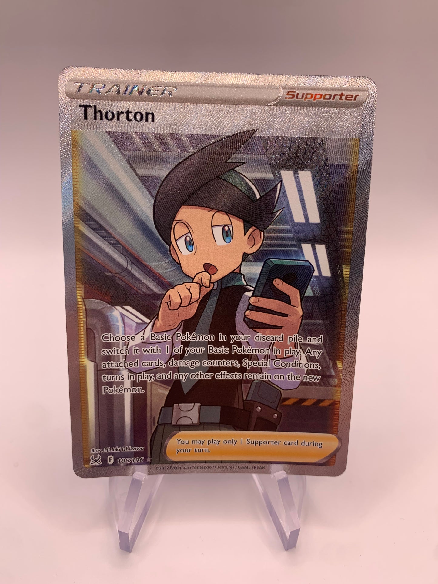 Pokémon Karte Trainer Thorton 195/196 Englisch