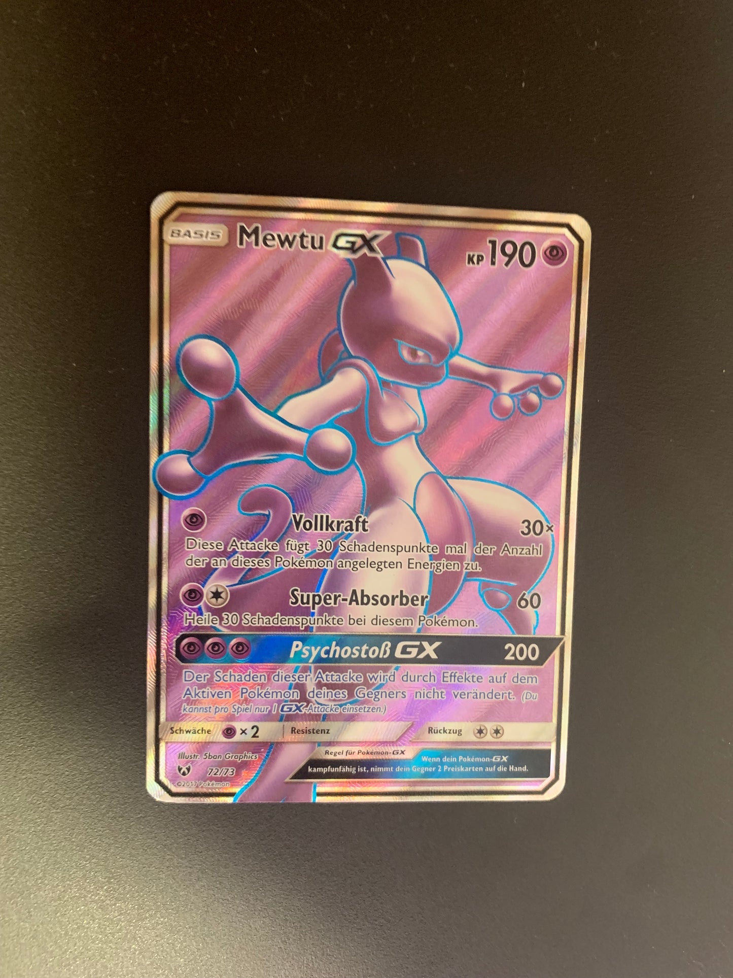 Pokemon Karte Gx Fullart Mewtu 72/73 Deutsch