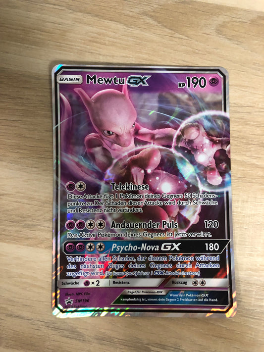 Pokemon Karte XXL GX Promo Mewtu SM196 Deutsch