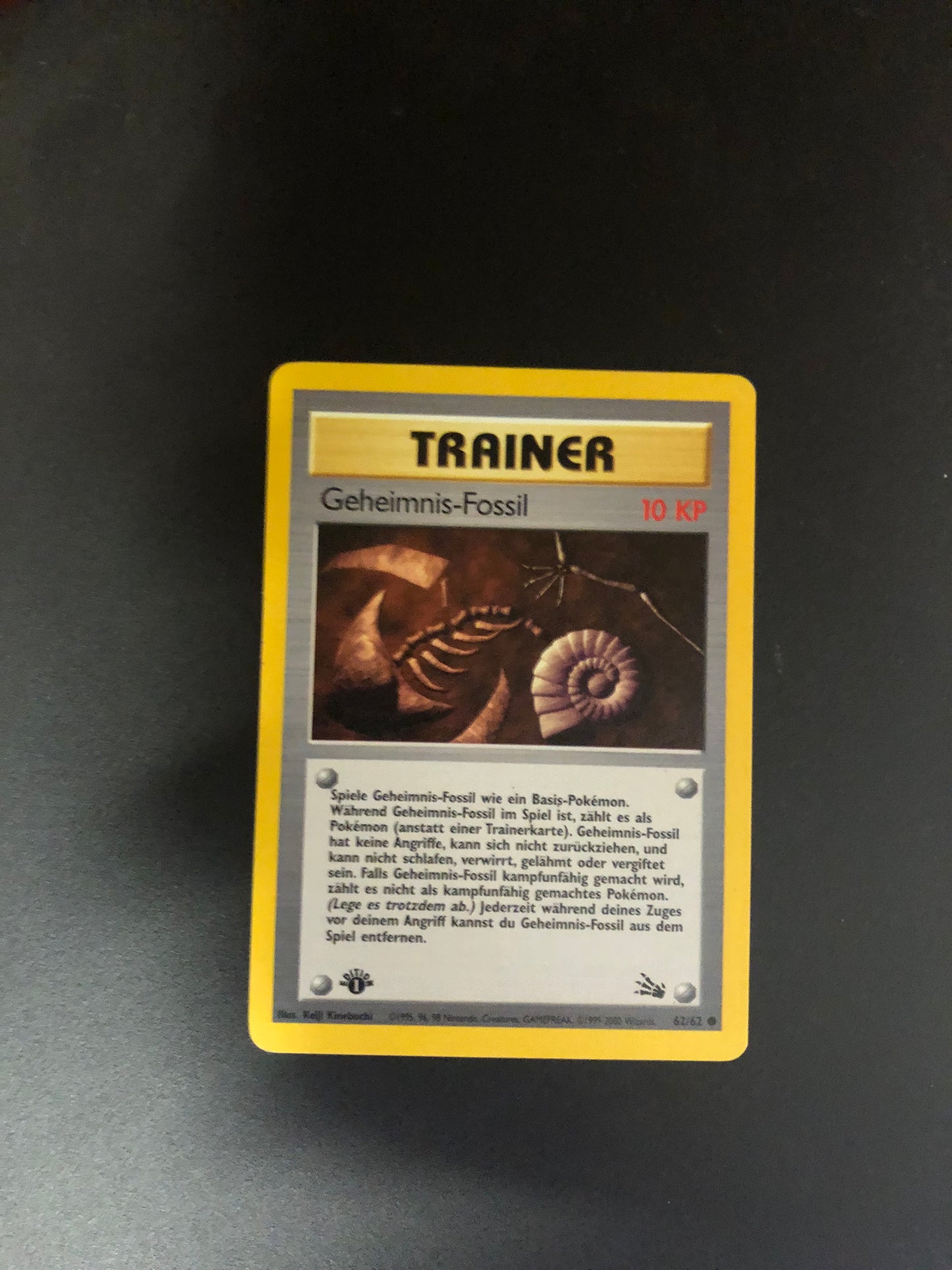 Pokemon Karte Fossil 1.Edition Trainer Geheimnis-Fossil 62/62 Deutsch