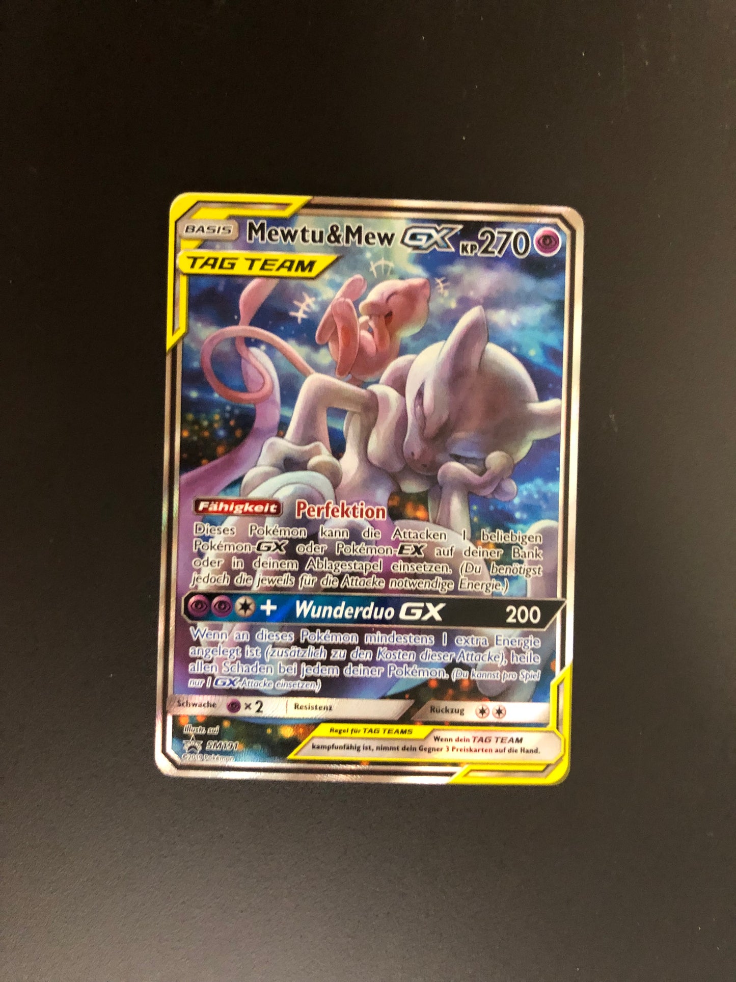Pokemon Karte Alt-Art Promo Tag Team Mewtu & Mew SM191 Deutsch