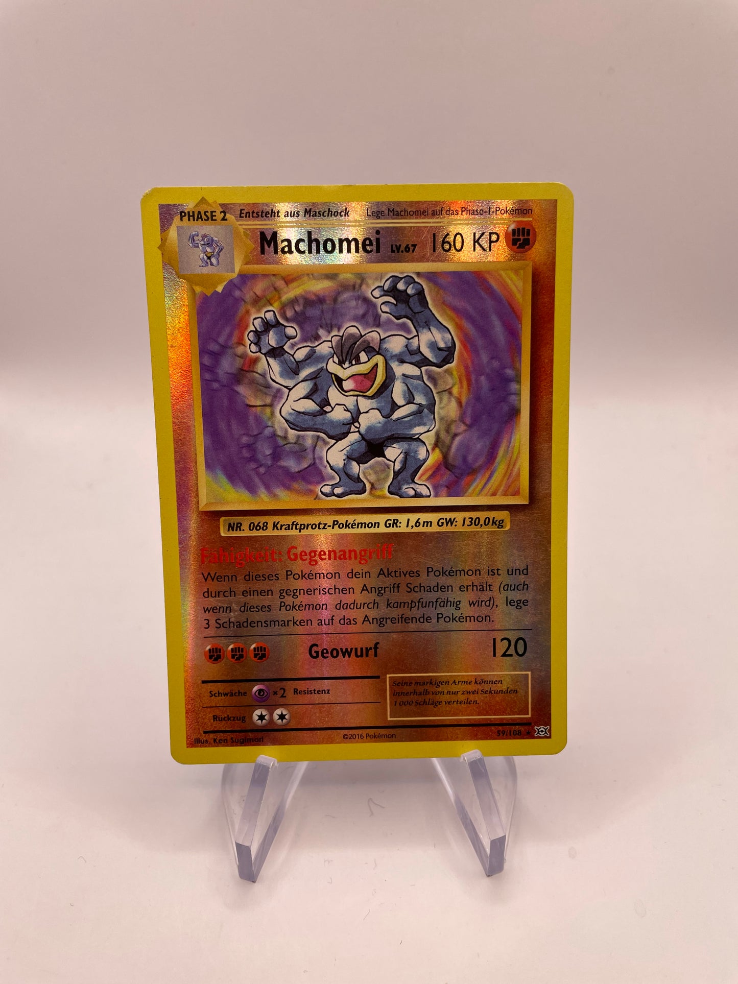 Pokemon Karte Reverse Machomei 59/108 Deutsch