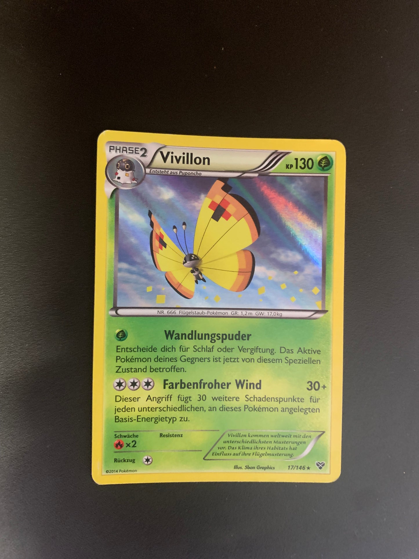 Pokemon Karte Holo Vivillon Yellow 17/146 Deutsch