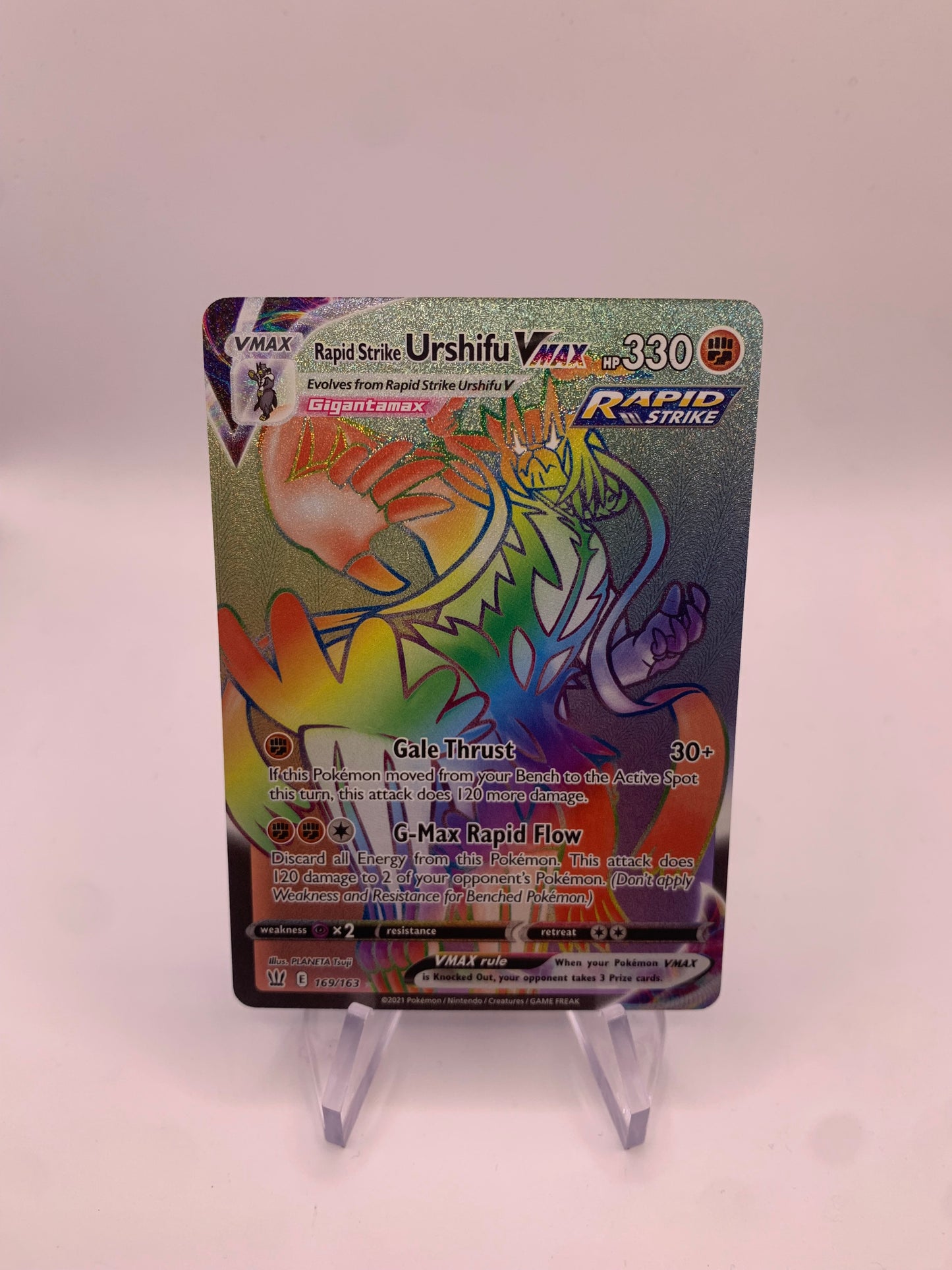 Pokemon Karte Rainbow Vmax Urshifu 169/163 Englisch