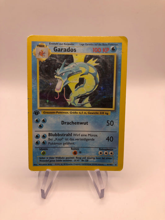 Pokemon Karte Holo 1.Edition Garados 6/102 Deutsch