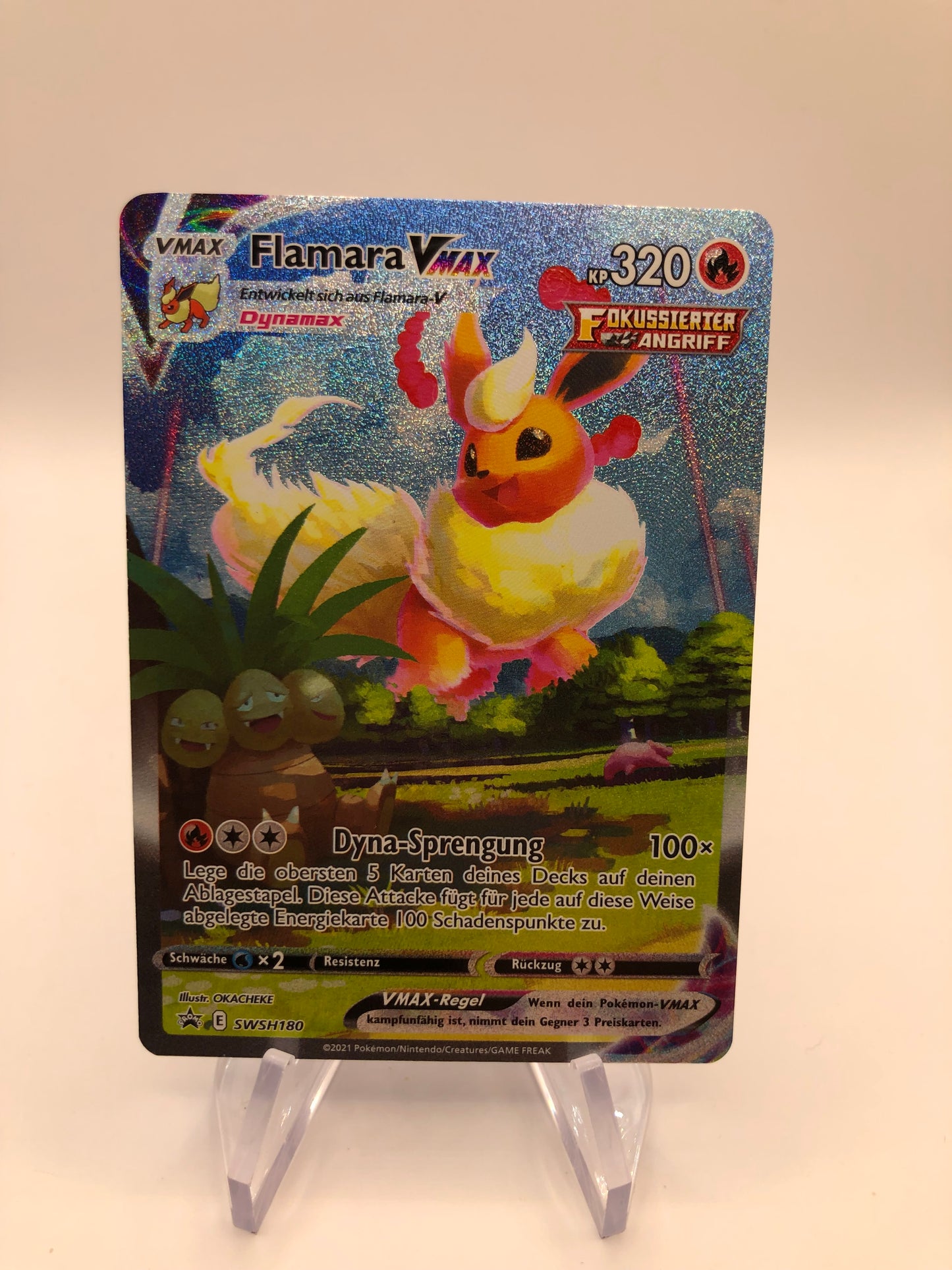 Pokemon Karte Vmax Alt Art Flamara SWSH180 Deutsch
