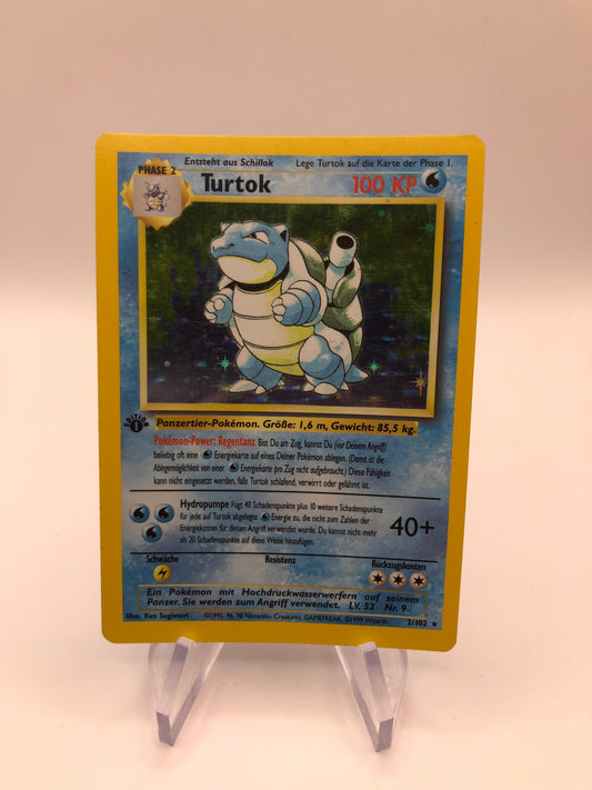 Pokemon Karte Holo Base Set 1.Edition Turtok 2/102 Deutsch