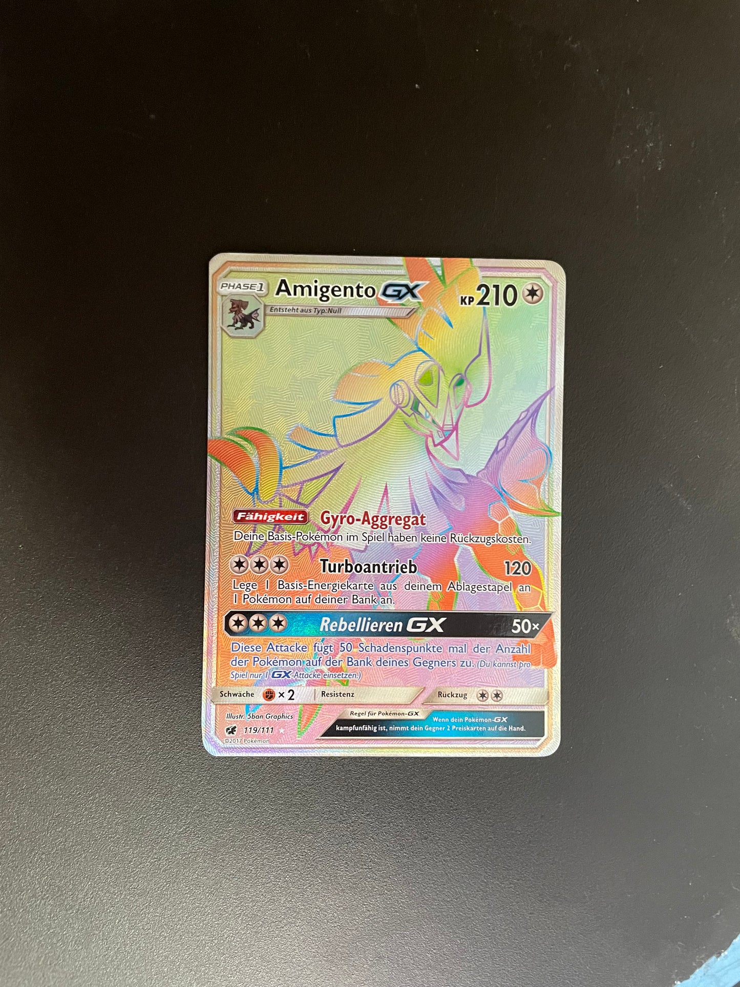 Pokemon Karte GX Raibow 119/111 Deutsch