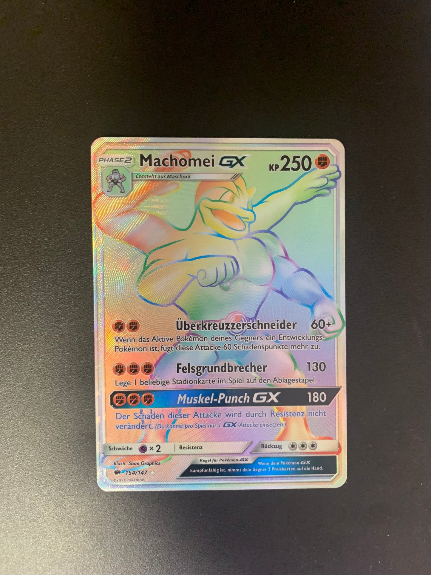 Pokemon Karte Gx Rainbow Machomei 154/147 Deutsch