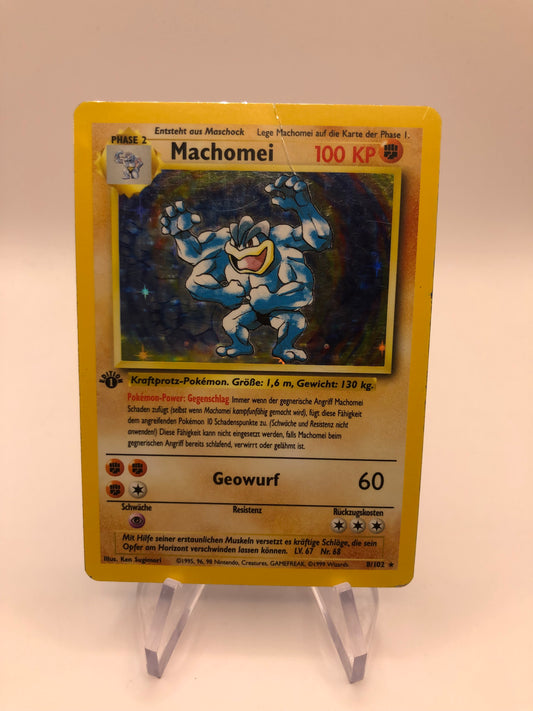 Pokemon Karten Holo Machomei 1st Edition 8/102 Deutsch