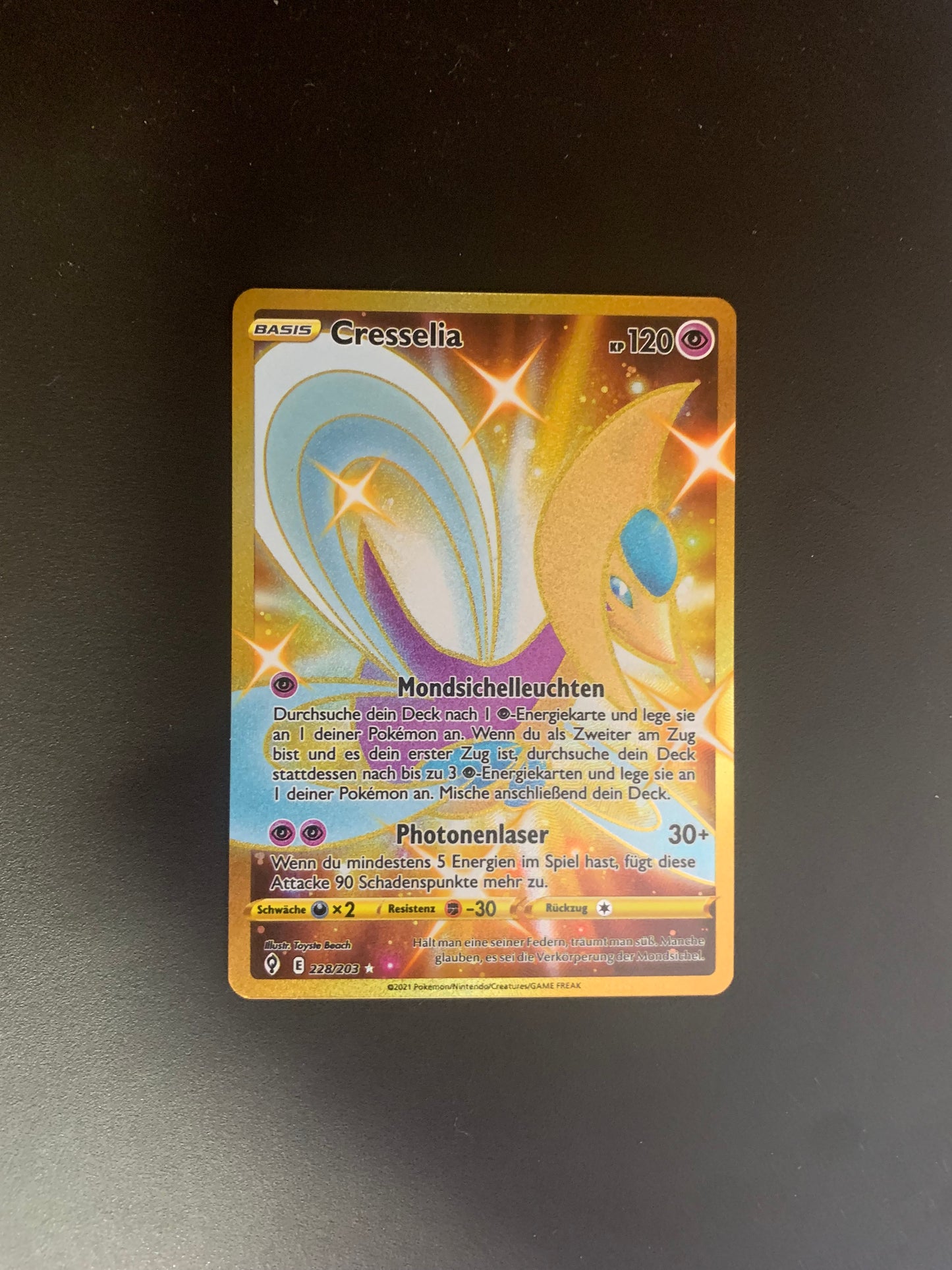 Pokemon Karte Gold Cresselia 228/203 Deutsch