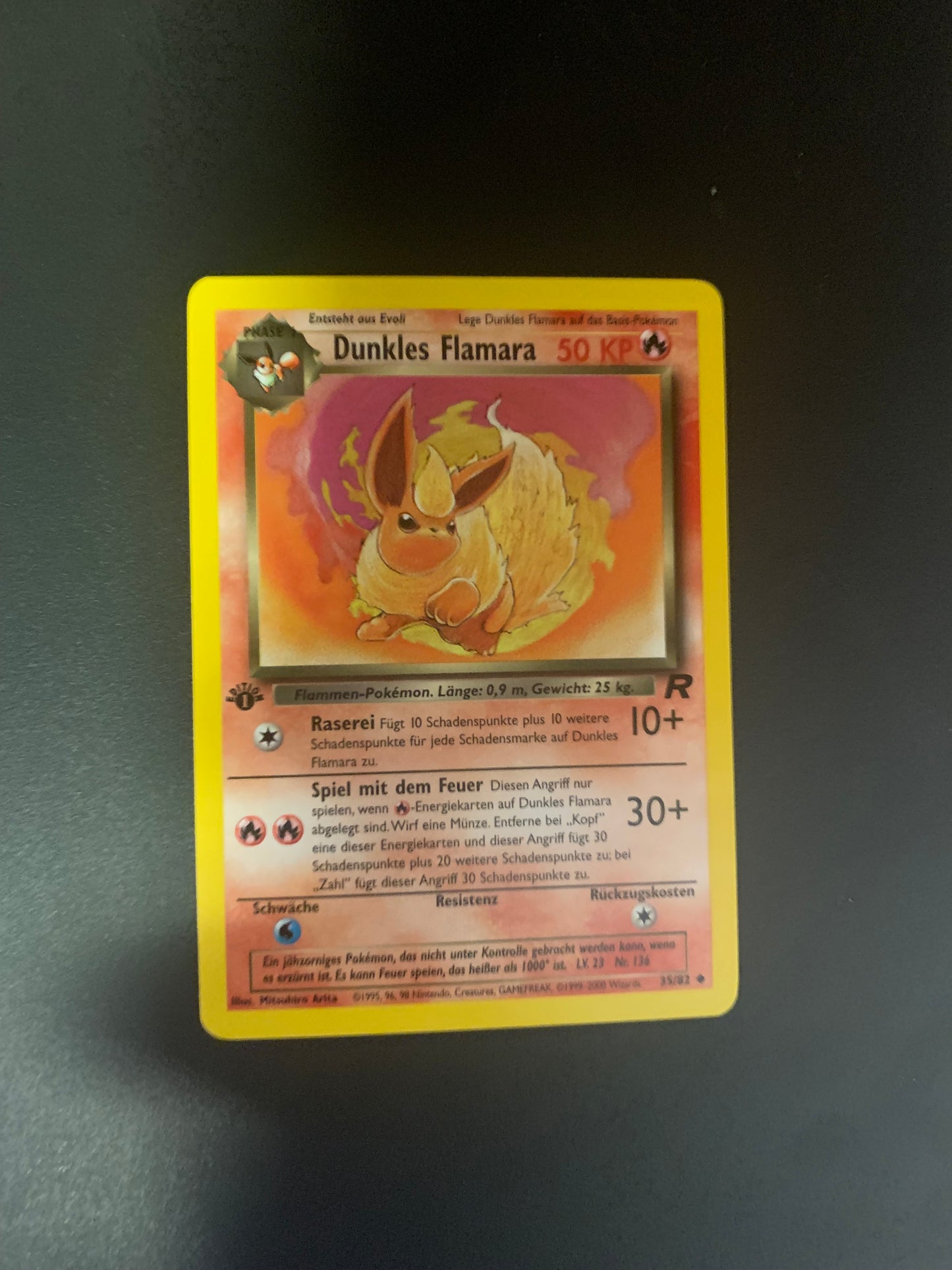 Pokemon Karte 1.Edition Dunkles Flamara 35/82 Deutsch