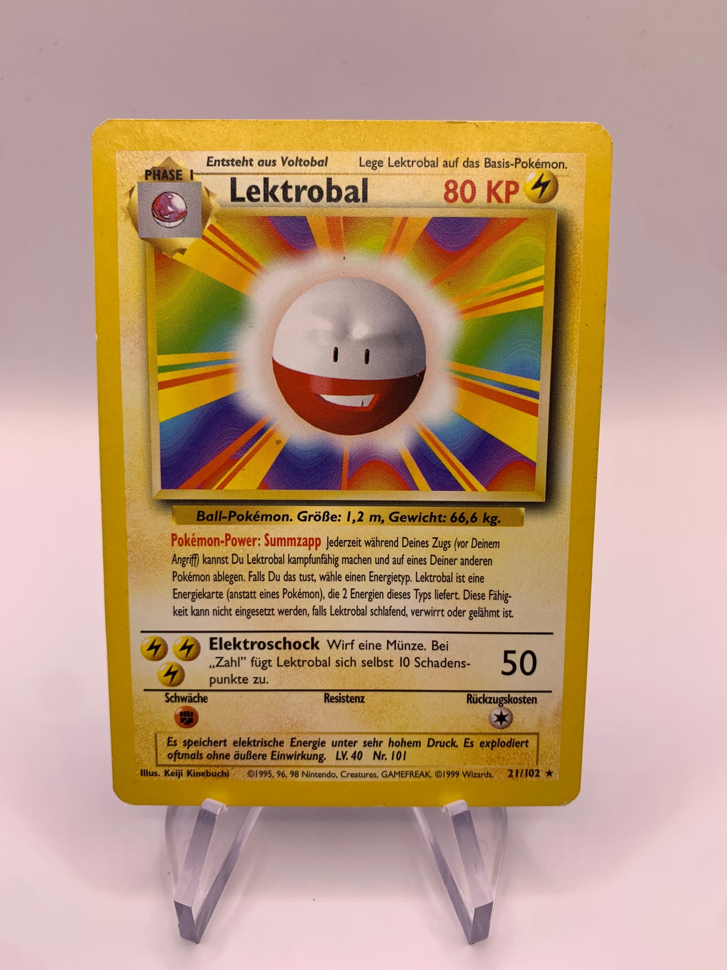 Pokemon Karte Lektrobal 21/102 Base-Set Deutsch