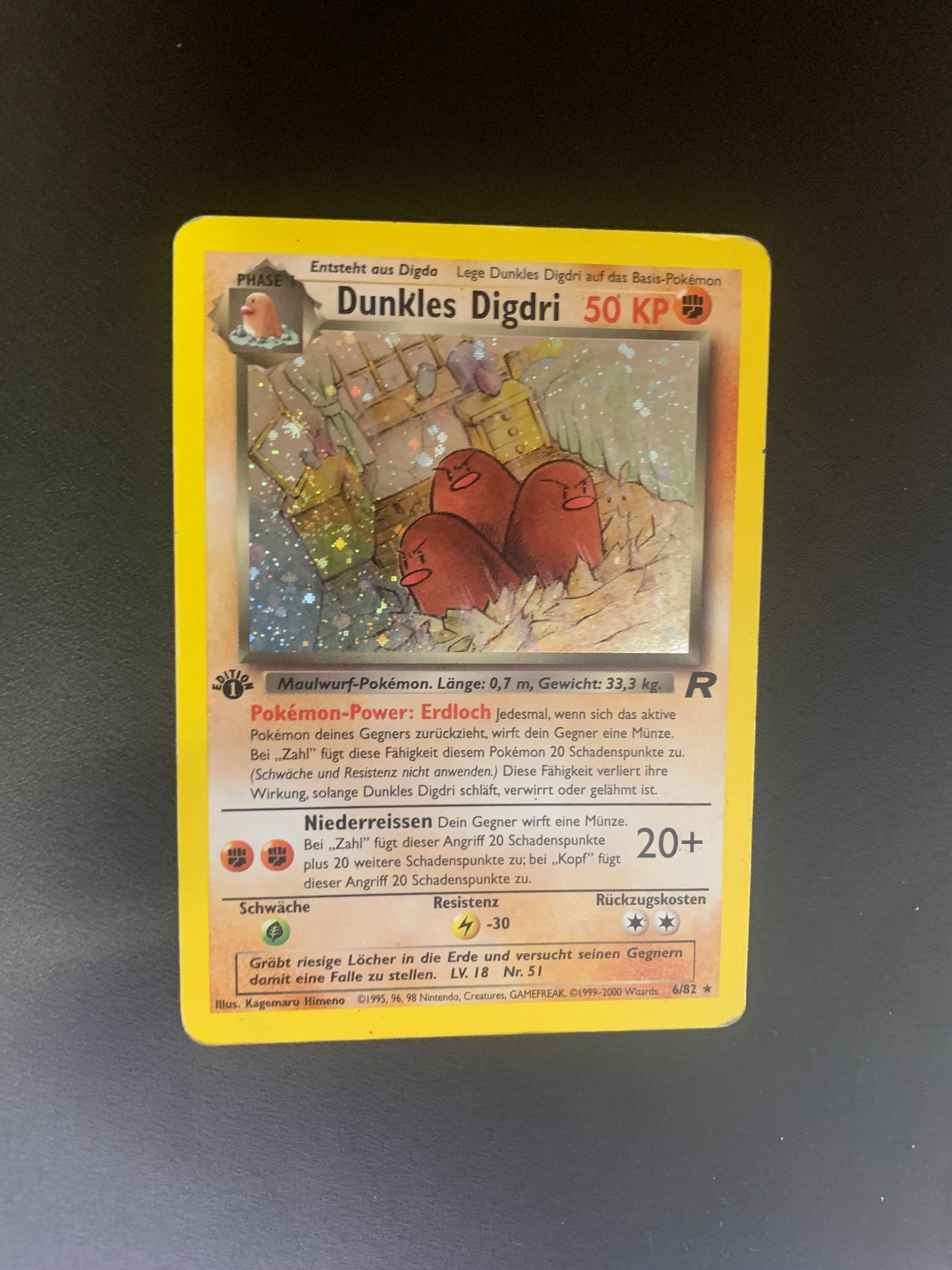 Pokemon Karte Holo 1st Edition Digdri Rocket 6/82 Deutsch