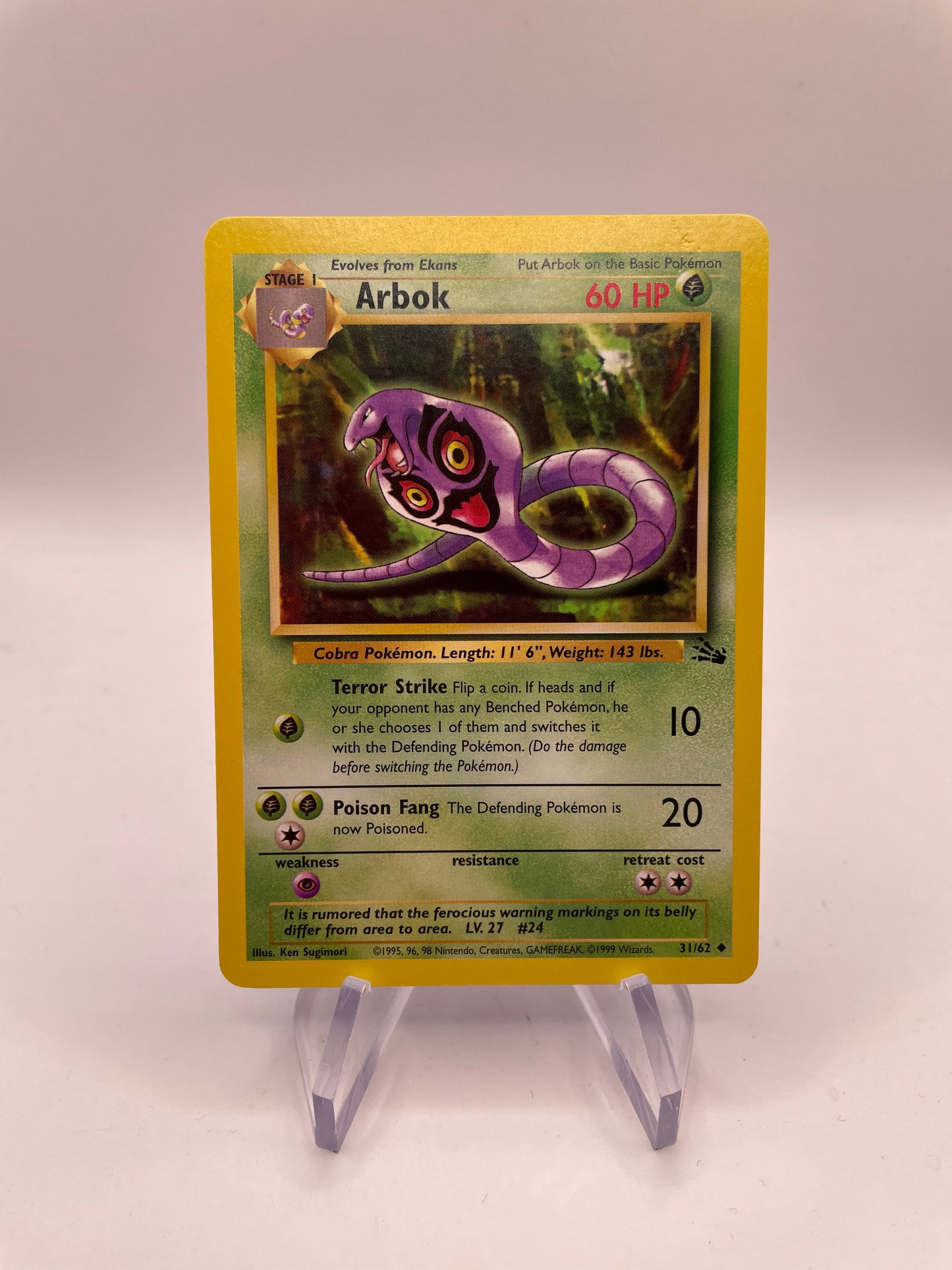 Pokemon Karte Fossil Arbok 31/62 Englisch
