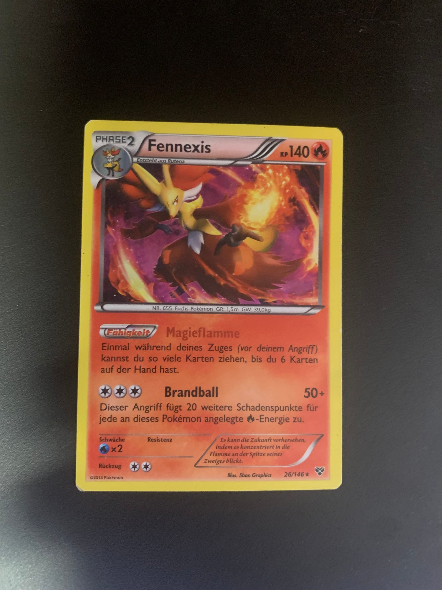 Pokemon Karte Holo Fennexis 26/146 Deutsch