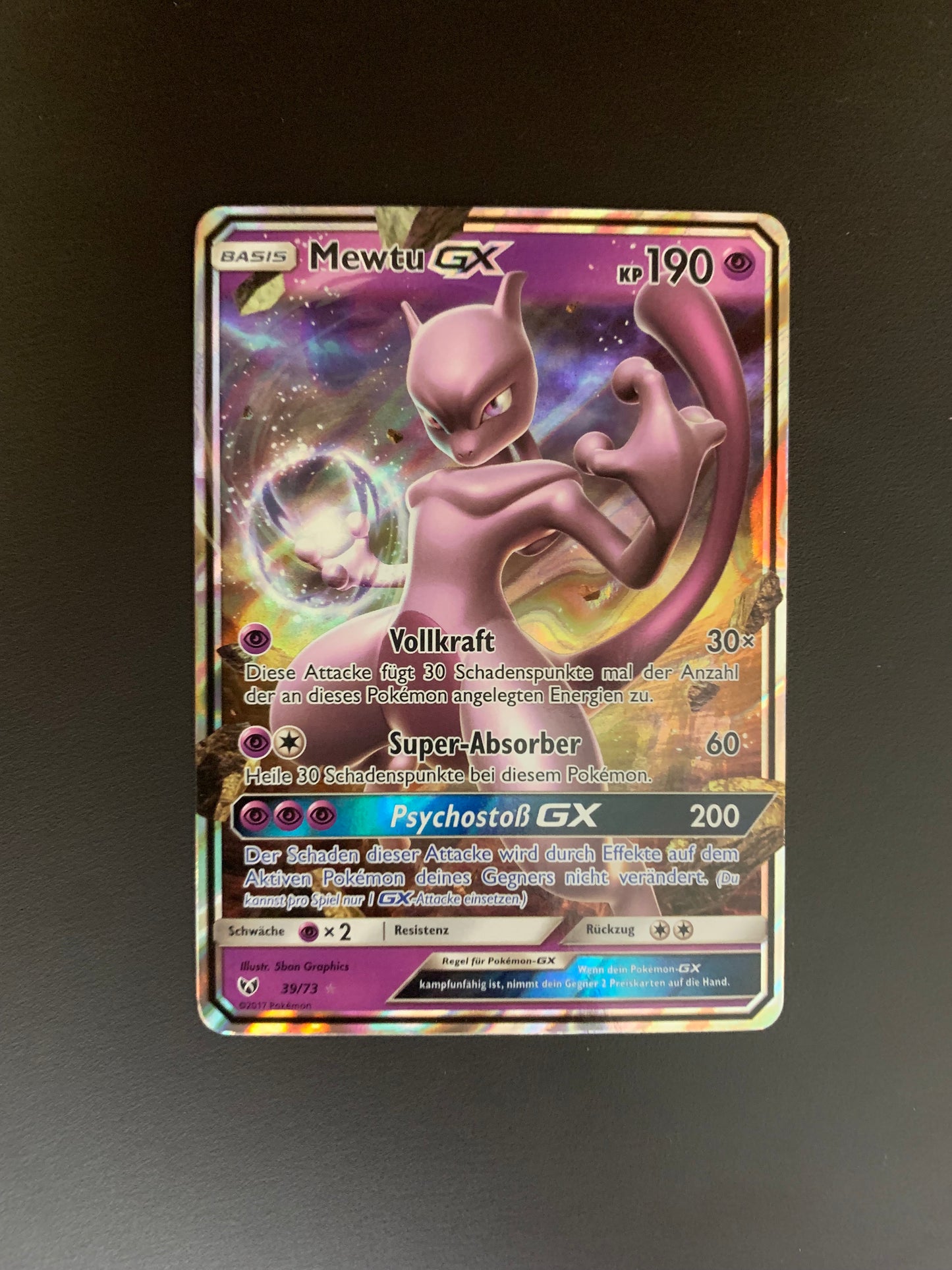 Pokemon Karte GX Mewtu 39/73 Deutsch