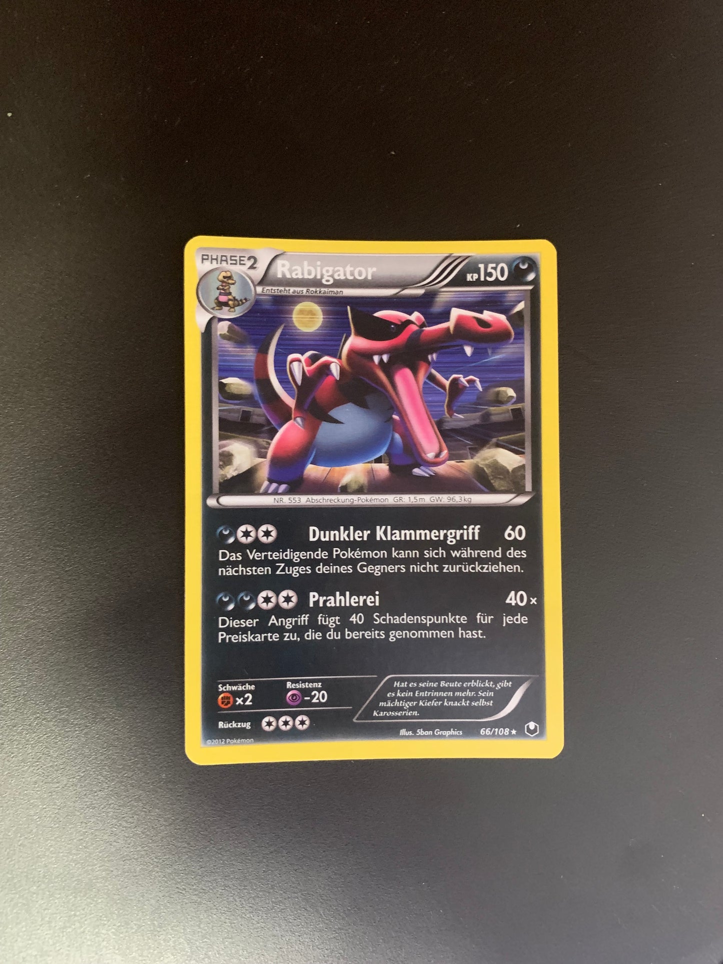 Pokemon Karte Holo Rabigator 66/108 Deutsch