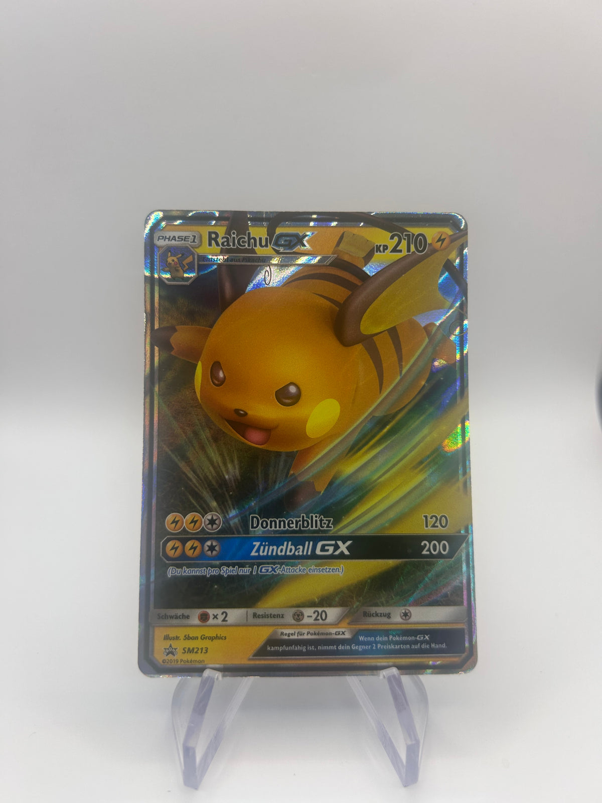 Pokemon Karte GX Promo Raichu SM213 Deutsch