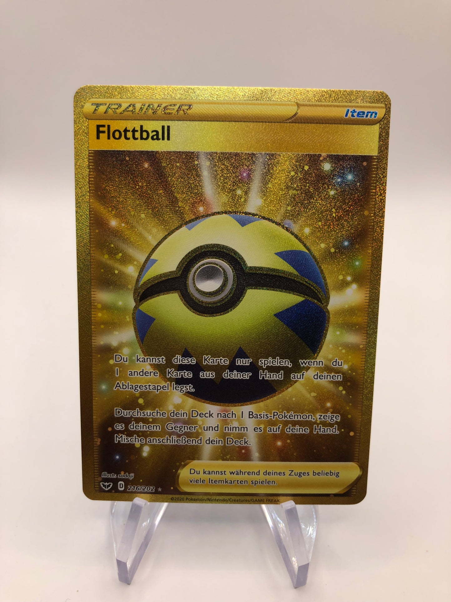 Pokemon Karte Trainer Gold Flottball 216/202 Deutsch
