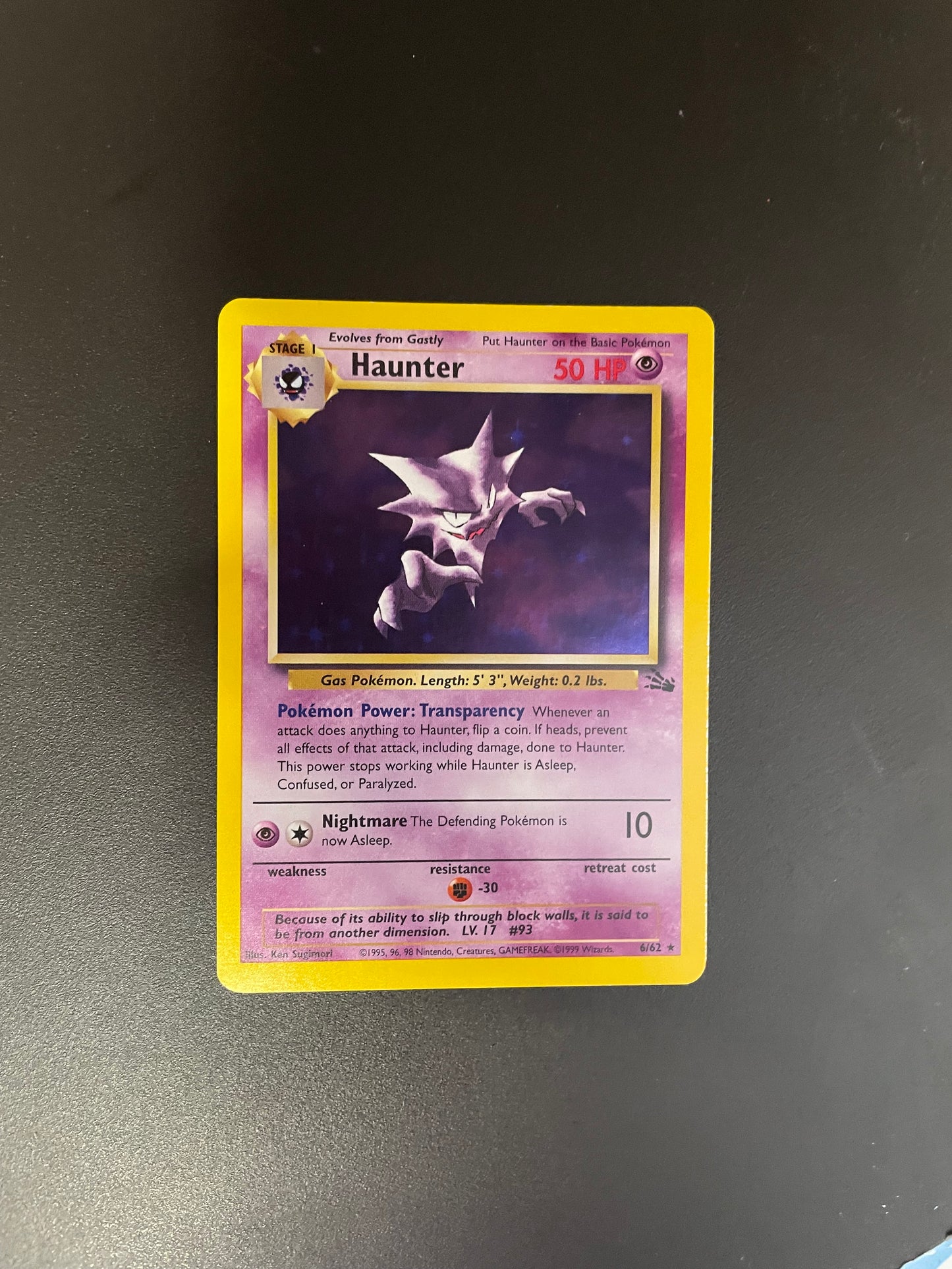 Pokemon Karte Holo Alpollo 6/62 Englisch