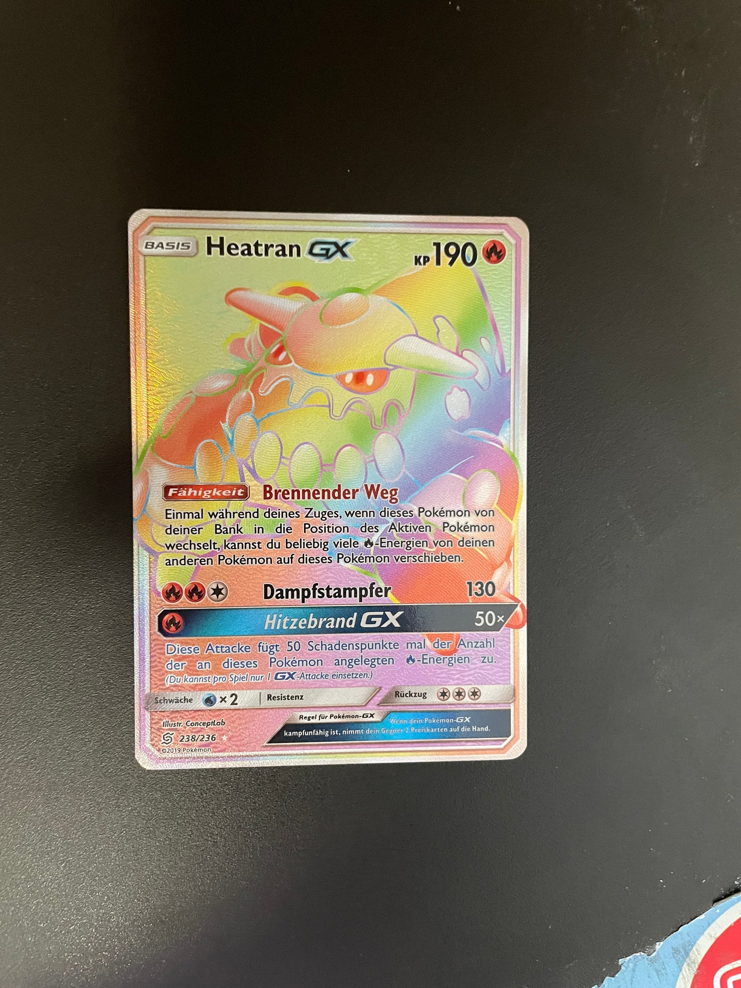 Pokemon Karte GX Rainbow Heatran 238/236 Deutsch