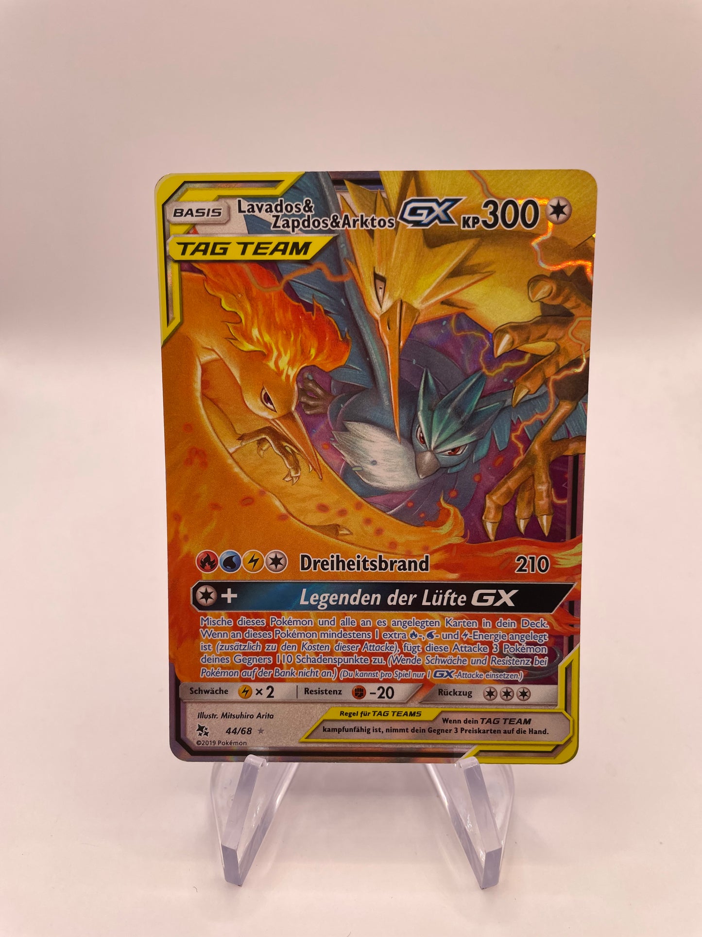 Pokemon Karte GX Tag Team Lavados&Zapdos&Arktos 44/68 Deutsch