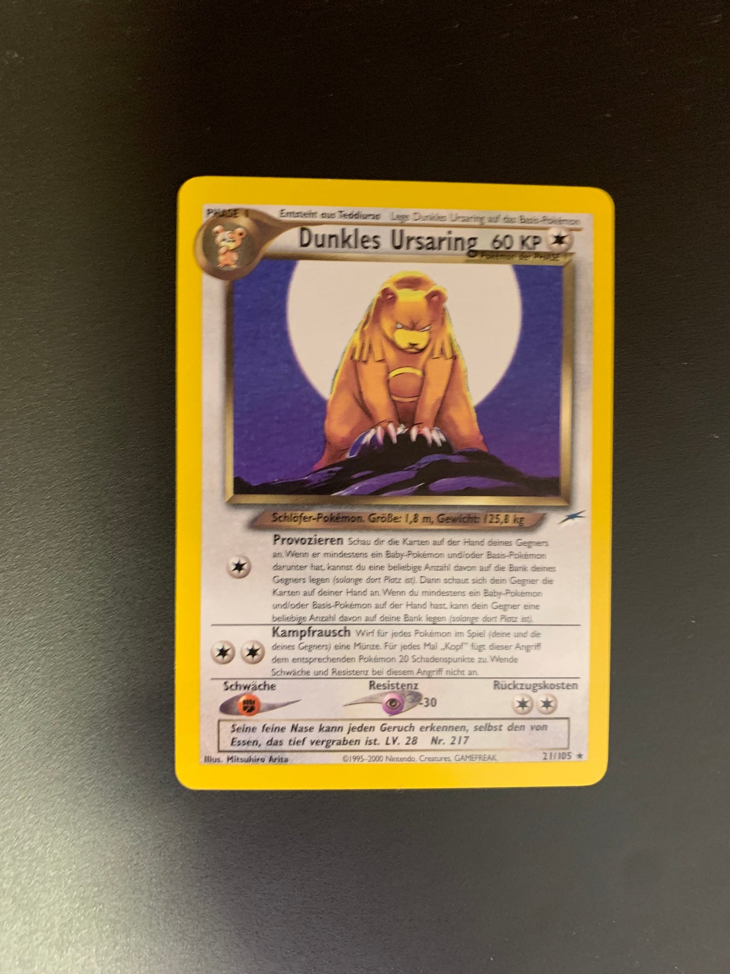 Pokemon Karte Dunkles Ursaring 21/105 Deutsch