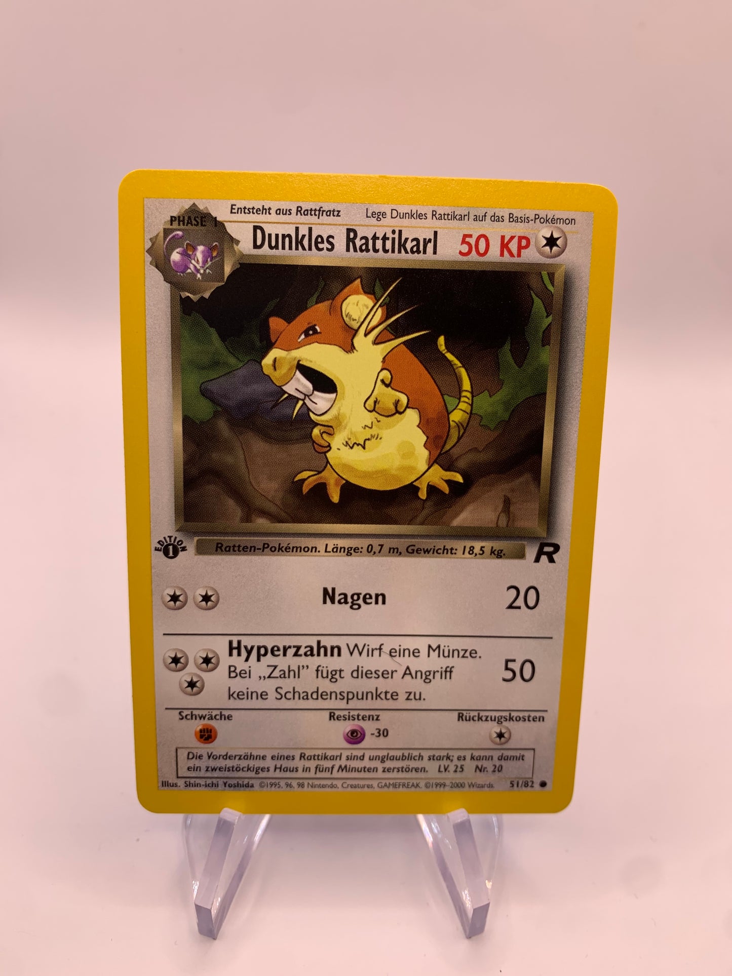 Pokemon Karte Rocket 1.Edition Dunkles Rattikarl 51/82 Deutsch