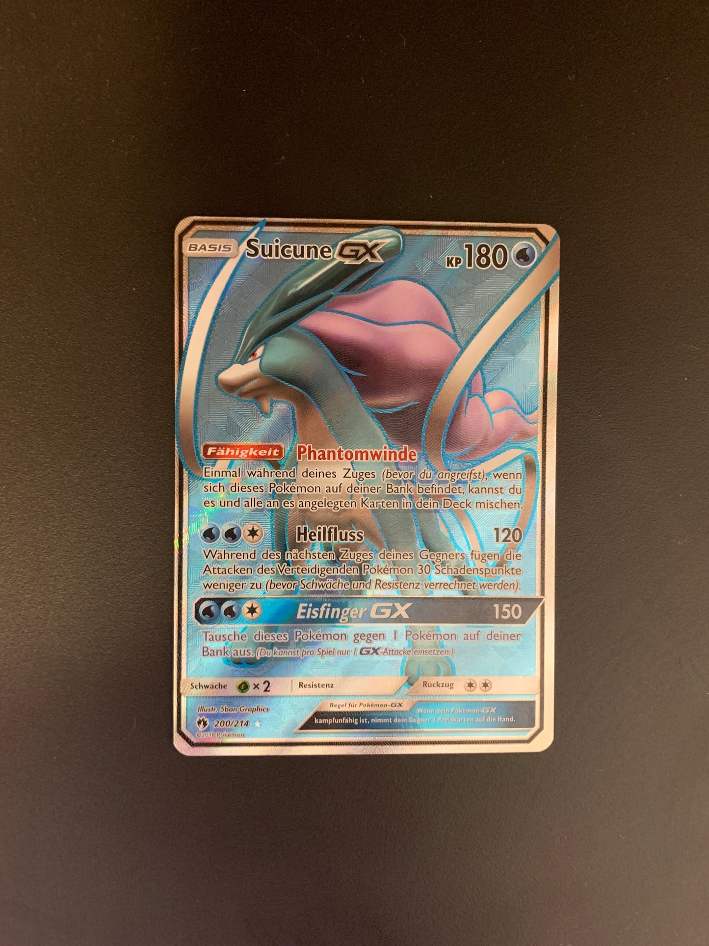 Pokemon Karte Gx Fullart Suicune 200/214 Deutsch