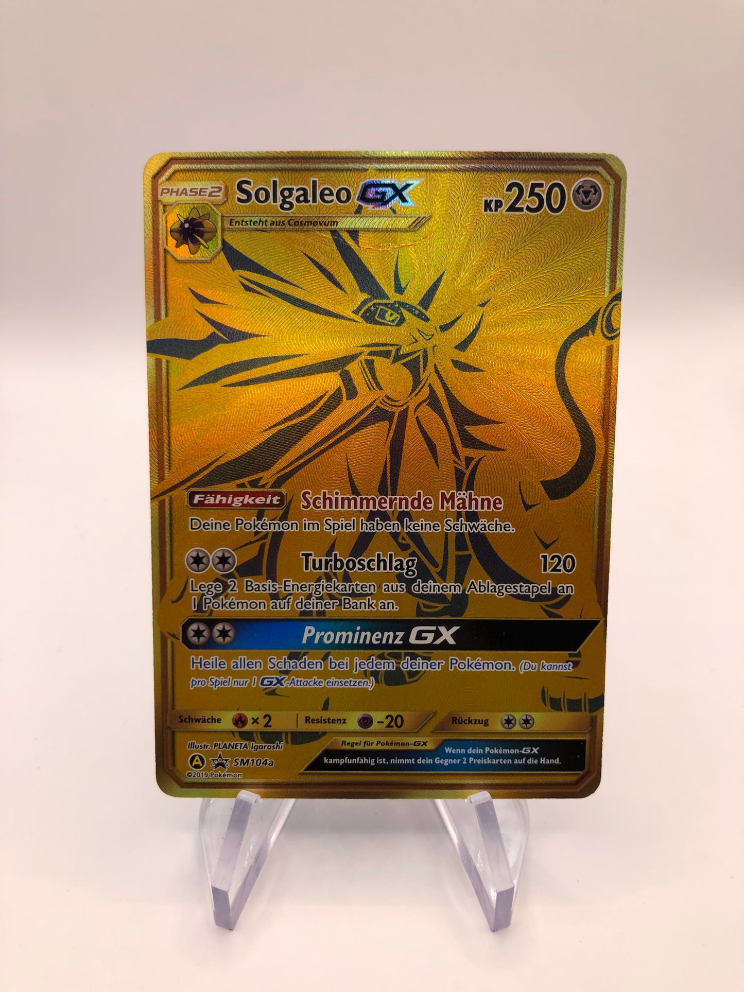 Pokemon Karte GX Gold Solgaleo SM104a Deutsch